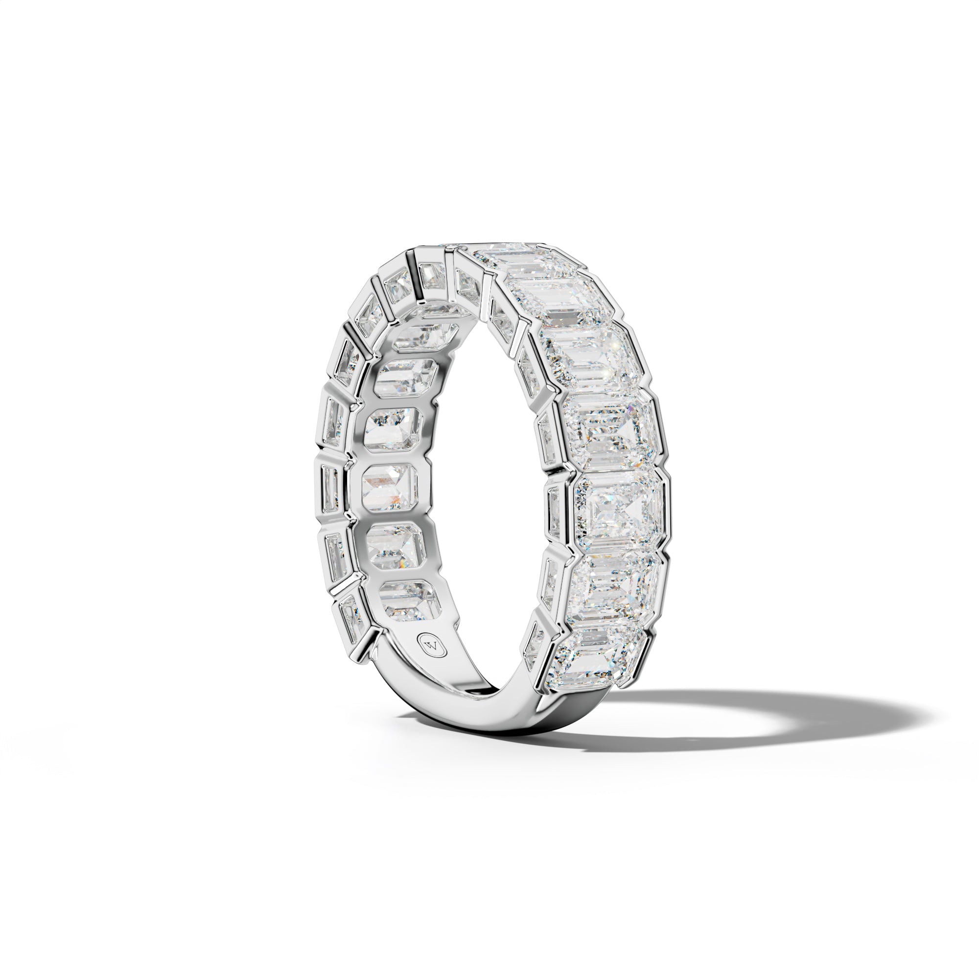 4.0 Carat Emerald Cut Diamond Half Bezel Set 3/4 Anniversary Band