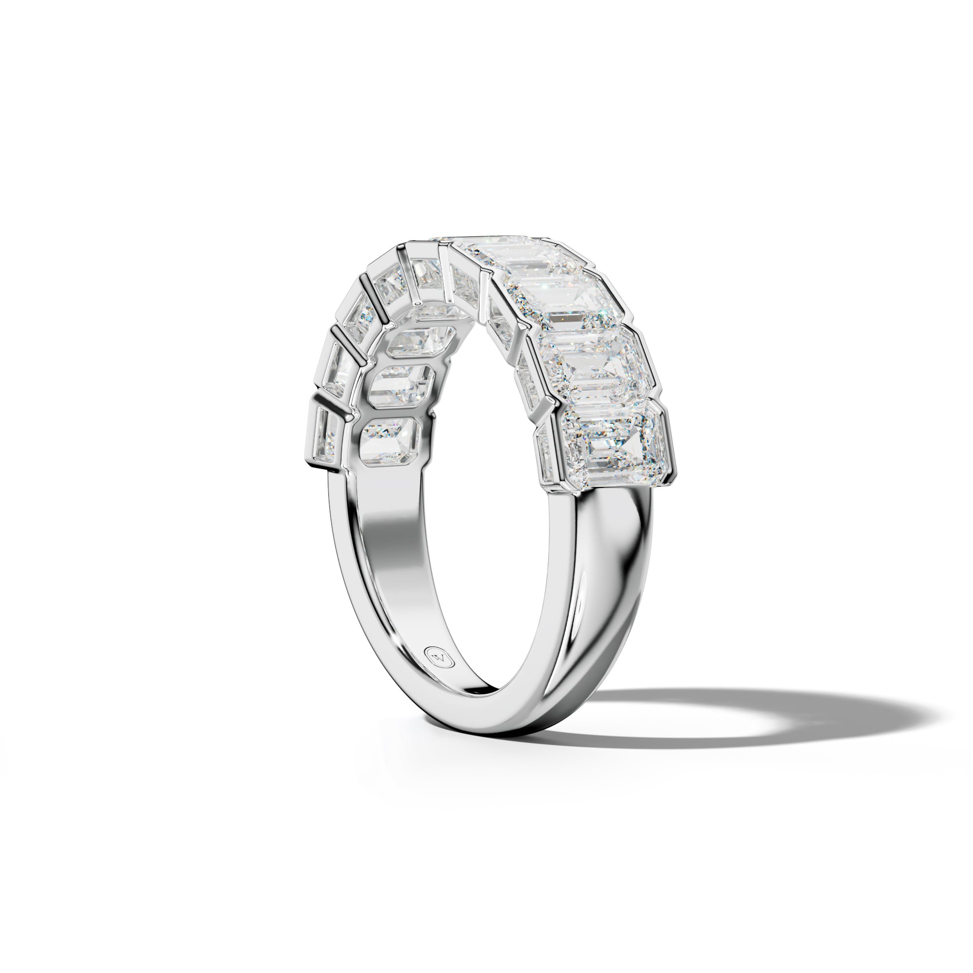 4.0 Carat Emerald Cut Diamond Half Bezel Set Half Anniversary Band