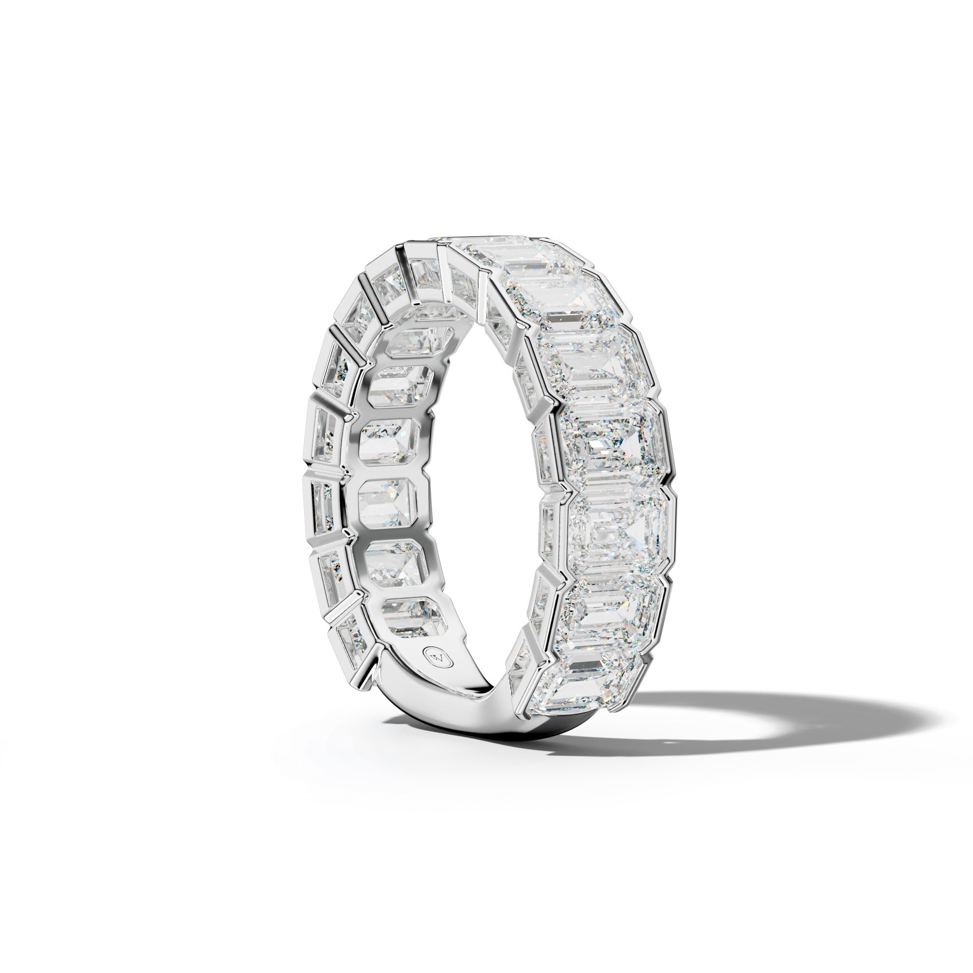 6.0 Carat Emerald Cut Diamond Half Bezel Set 3/4 Anniversary Band