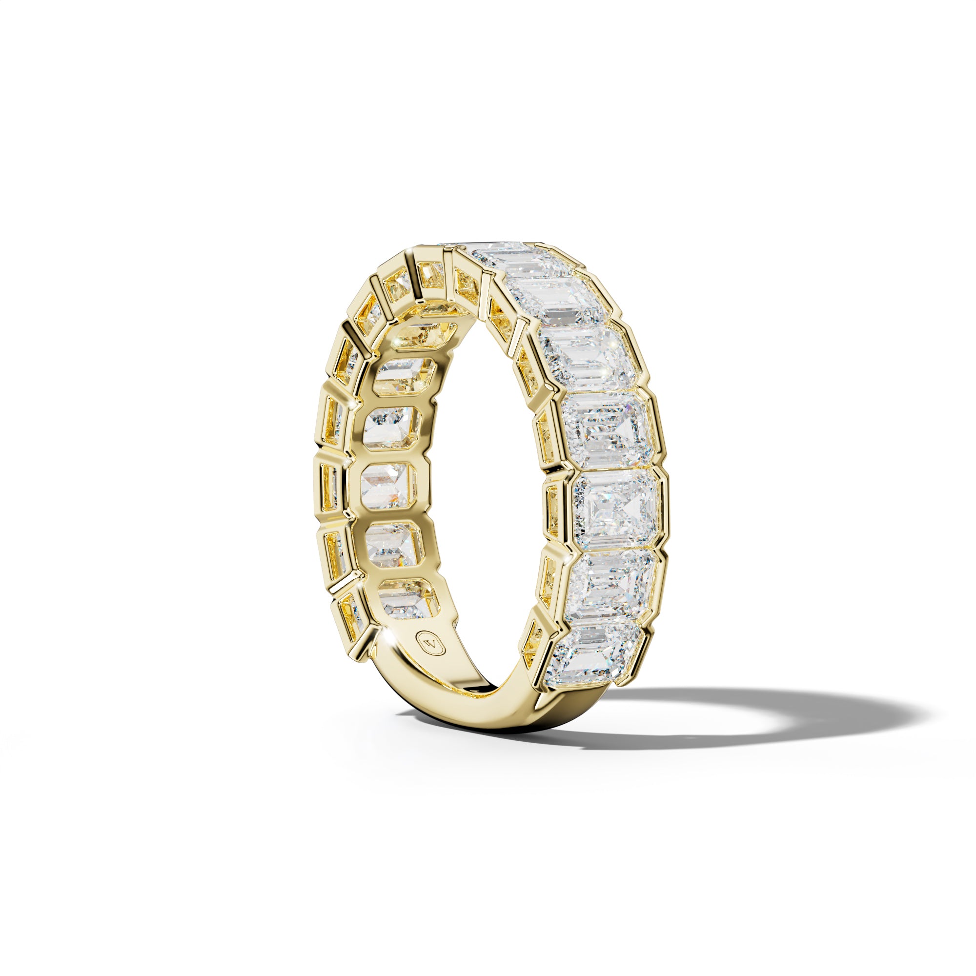 4.0 Carat Emerald Cut Diamond Half Bezel Set 3/4 Anniversary Band