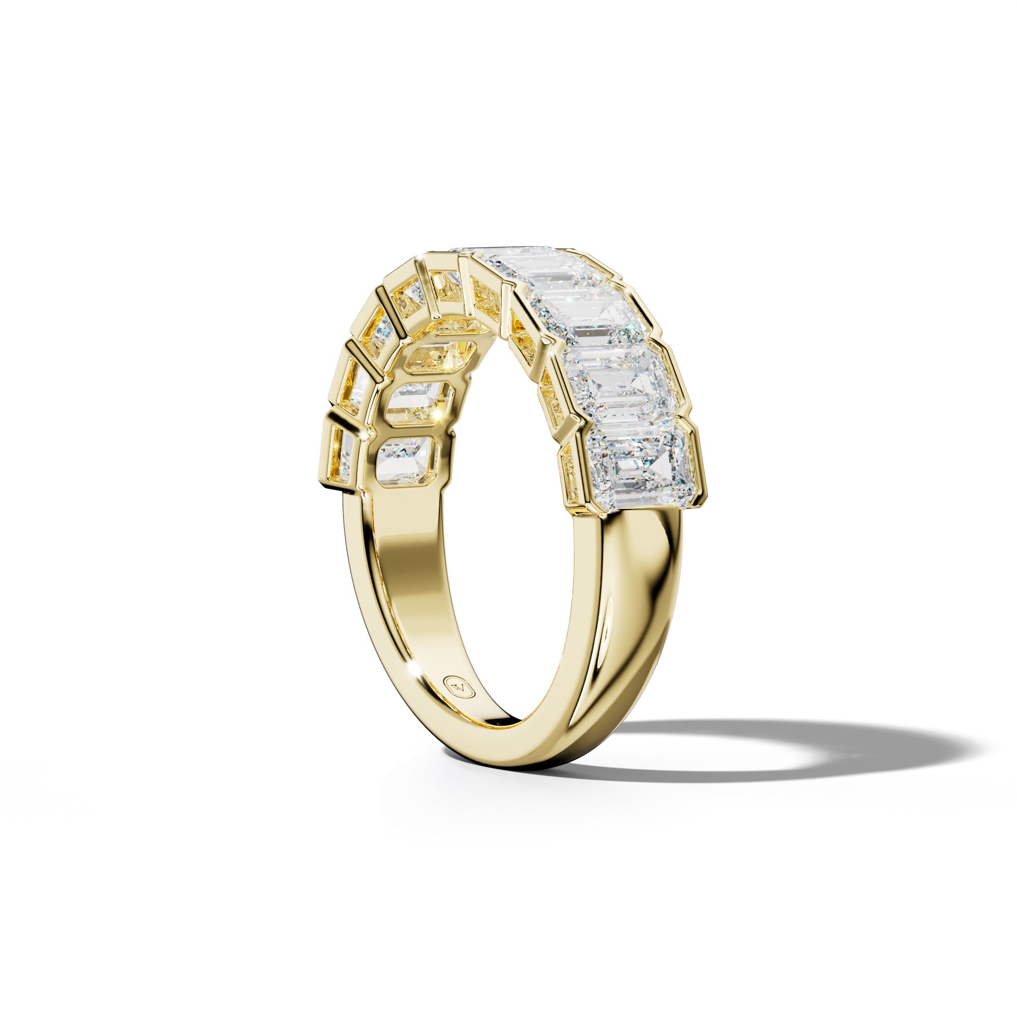 4.0 Carat Emerald Cut Diamond Half Bezel Set Half Anniversary Band