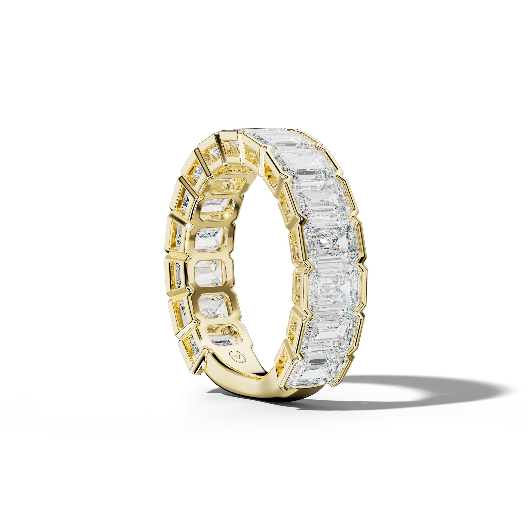 6.0 Carat Emerald Cut Diamond Half Bezel Set 3/4 Anniversary Band