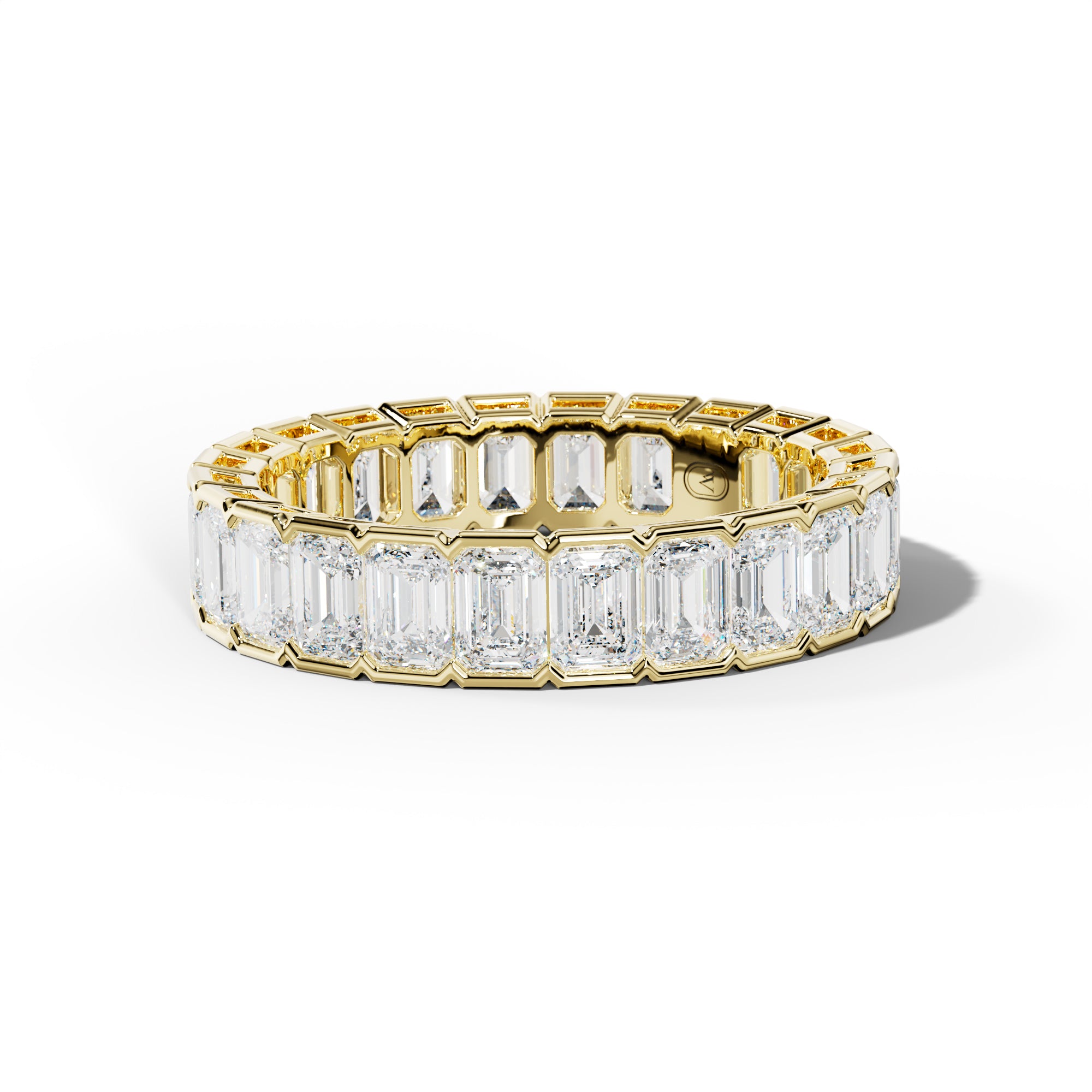 4.0 Carat Emerald Cut Diamond Half Bezel Set Eternity Band