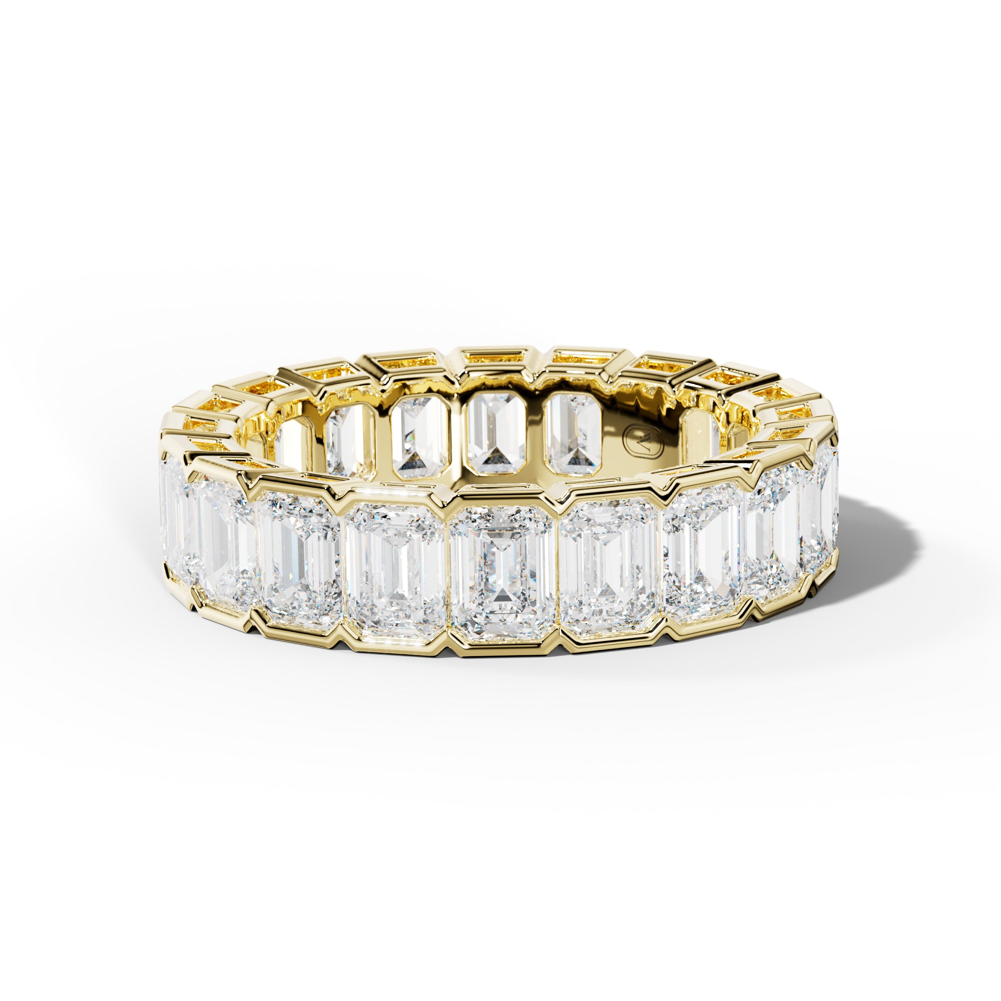 5.0 Carat Emerald Cut Diamond Half Bezel Set Eternity Band