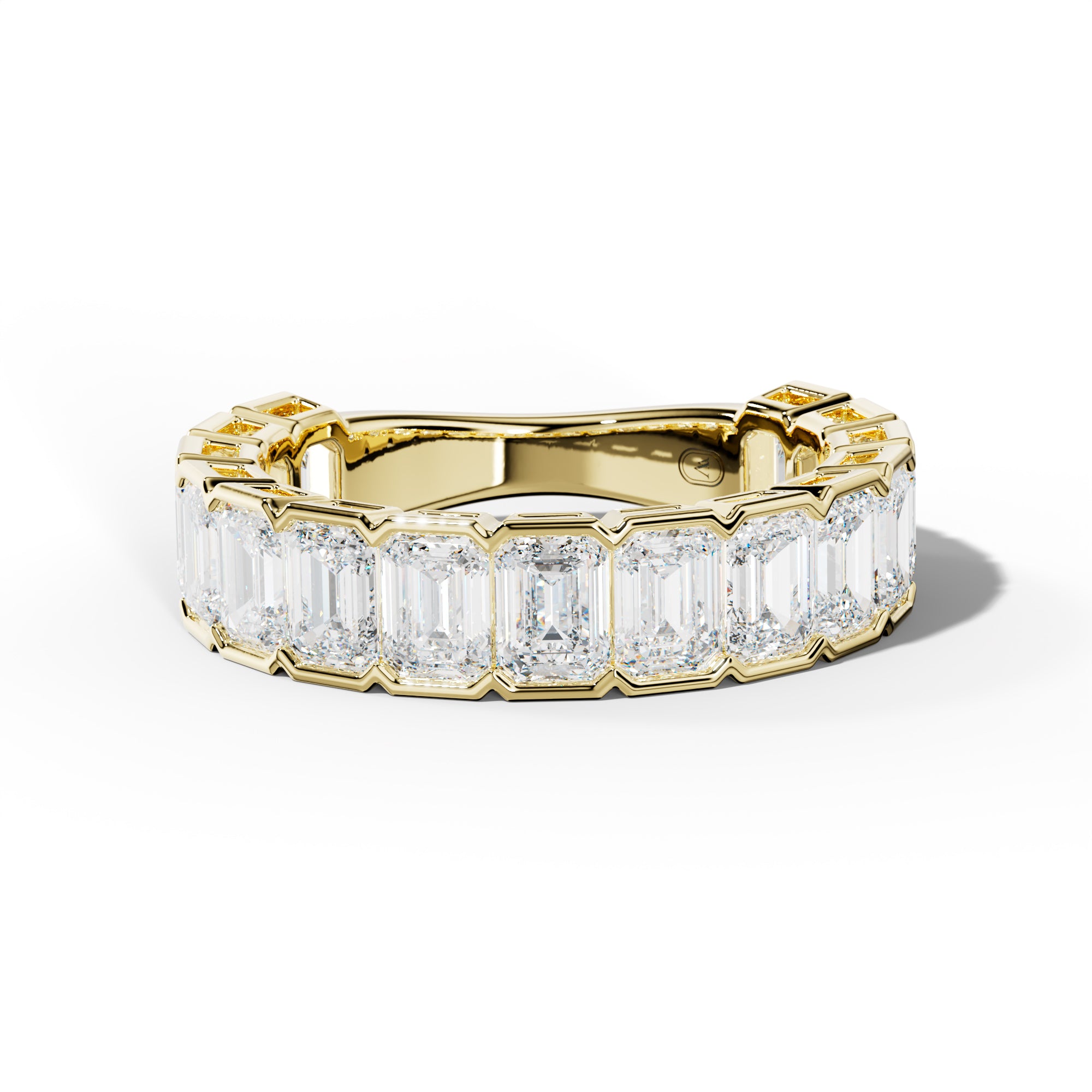 4.0 Carat Emerald Cut Diamond Half Bezel Set 3/4 Anniversary Band