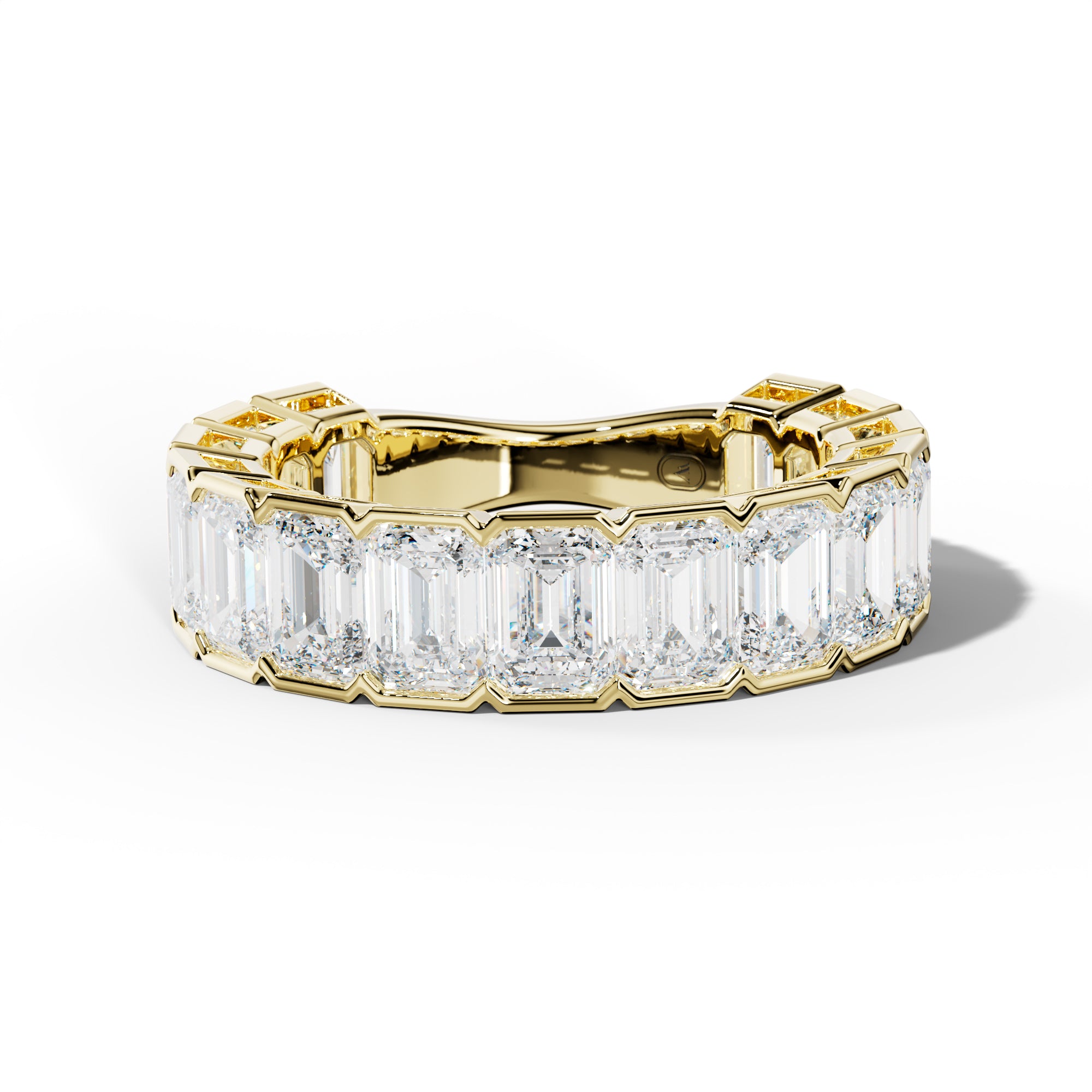 6.0 Carat Emerald Cut Diamond Half Bezel Set 3/4 Anniversary Band