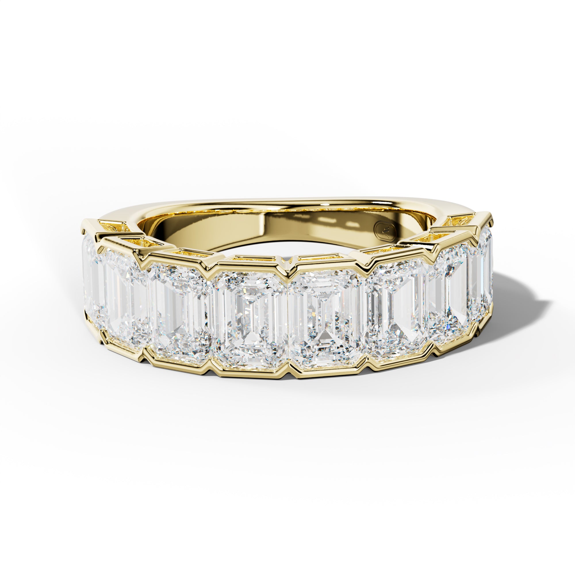 5.0 Carat Emerald Cut Diamond Half Bezel Set Half Anniversary Band