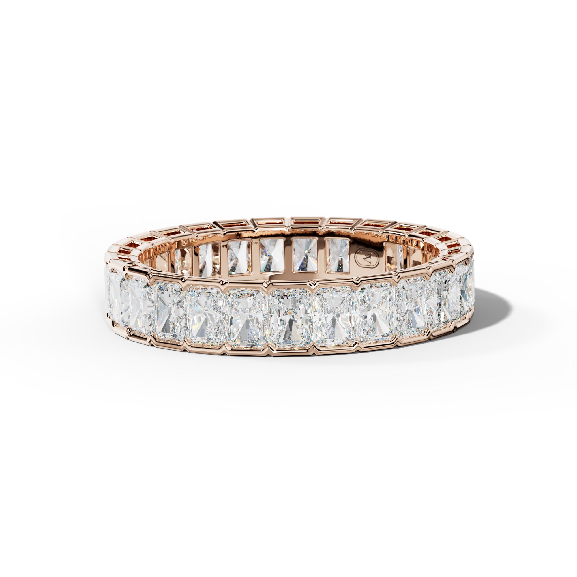 3.0 Carat Radiant Diamond Half Bezel Set Eternity Band