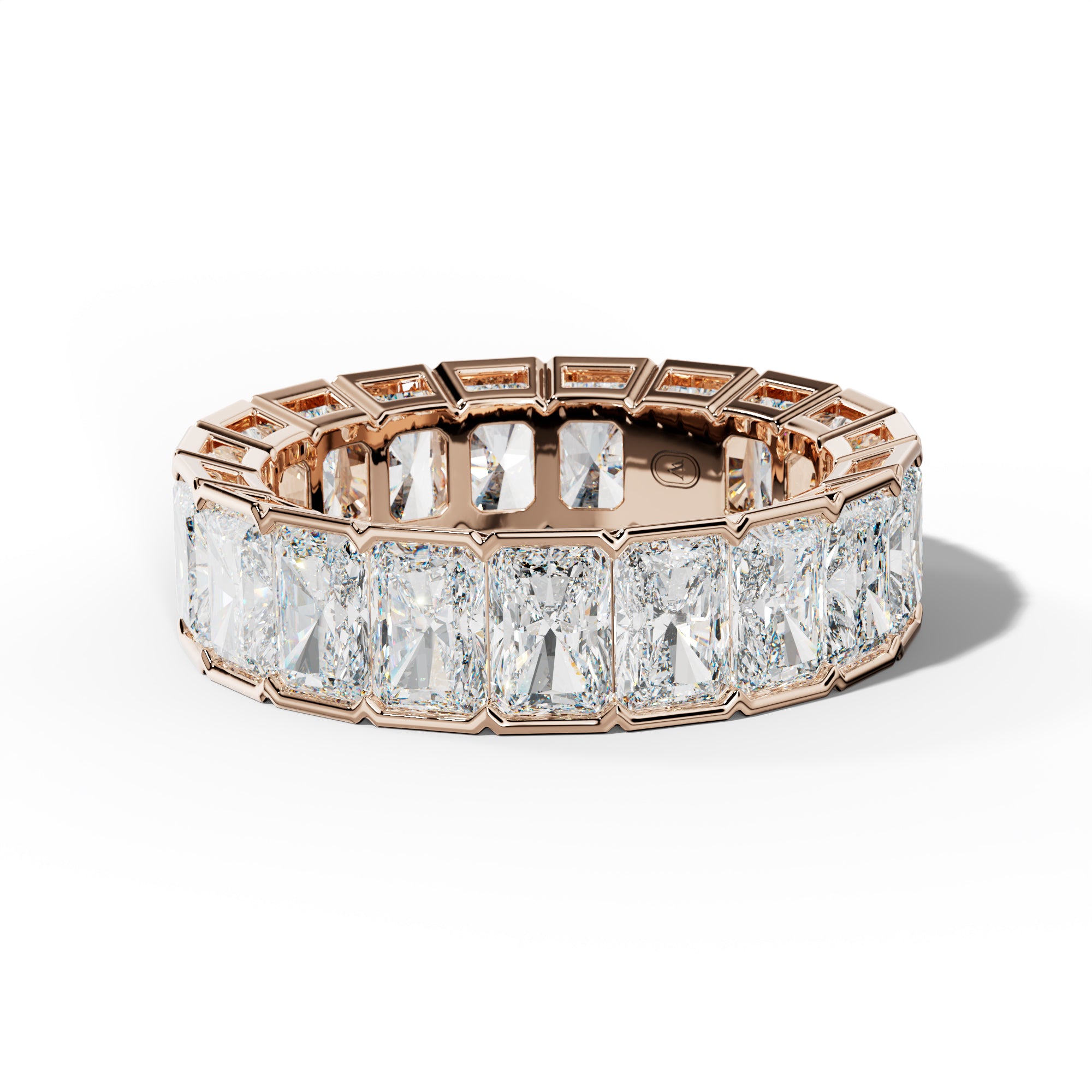 7.0 Carat Radiant Diamond Half Bezel Set Eternity Band