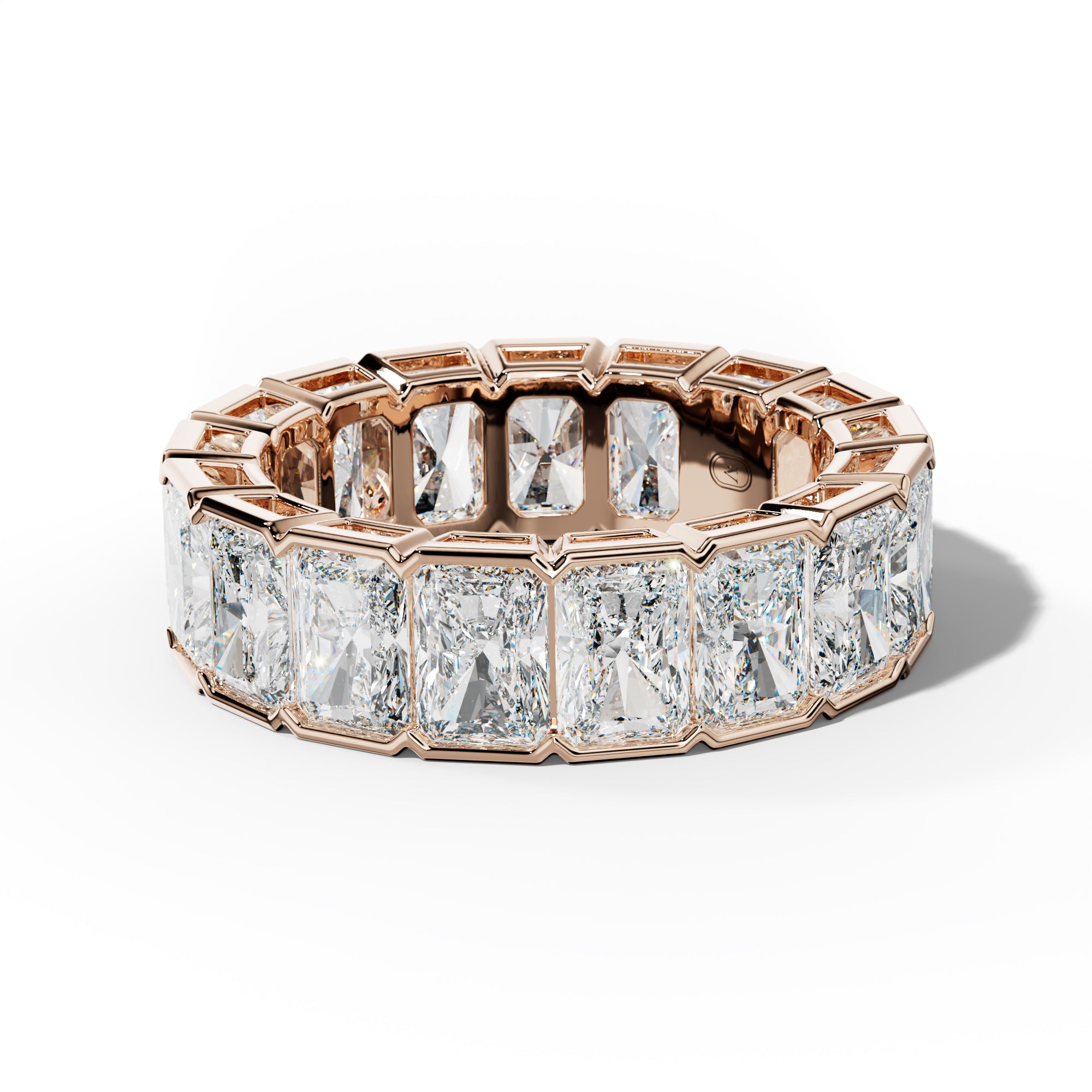 9.0 Carat Radiant Diamond Half Bezel Set Eternity Band