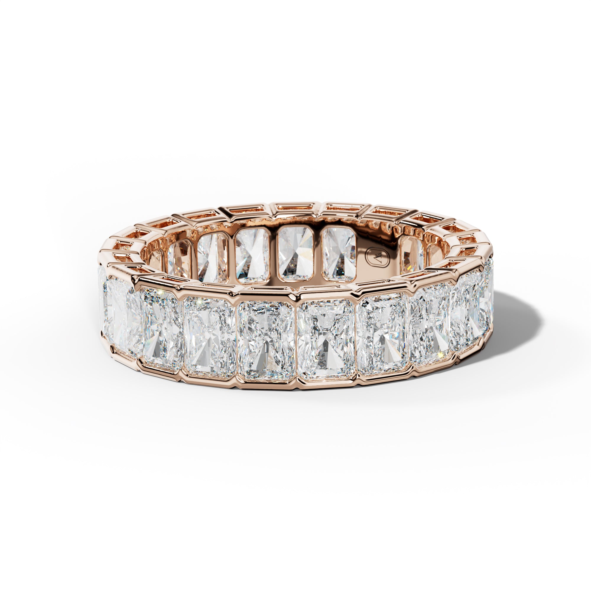 5.0 Carat Radiant Diamond Half Bezel Set Eternity Band