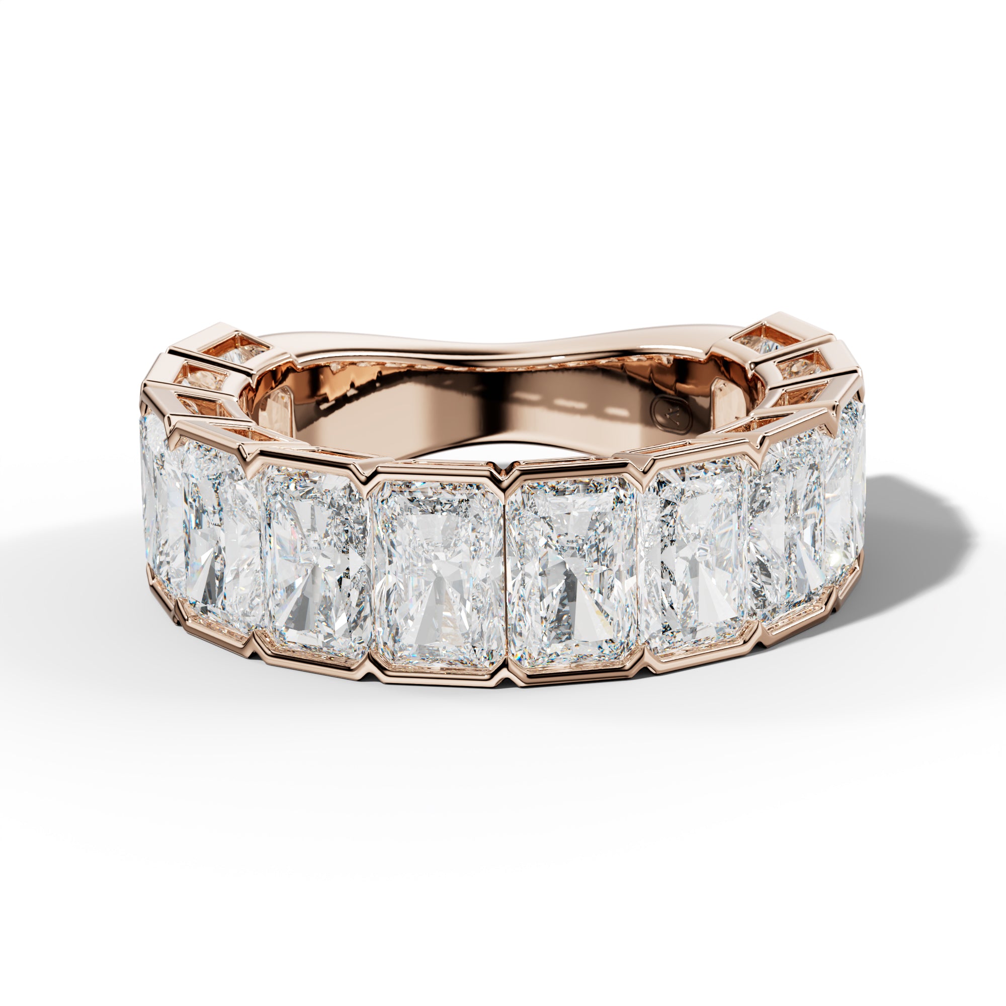 8.0 Carat Radiant Diamond Half Bezel Set 3/4 Anniversary Band