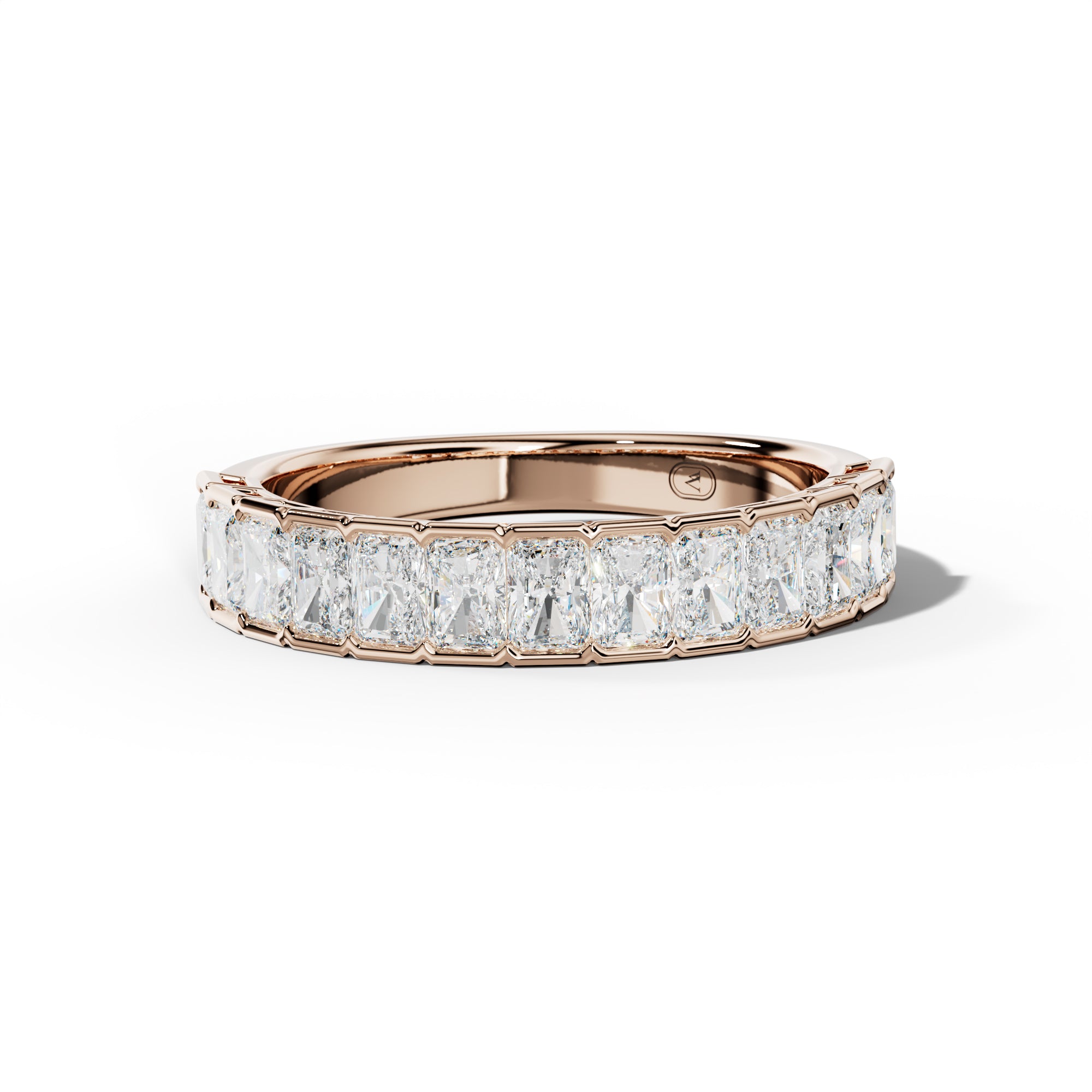 1.0 Carat Radiant Diamond Half Bezel Set Half Anniversary Band