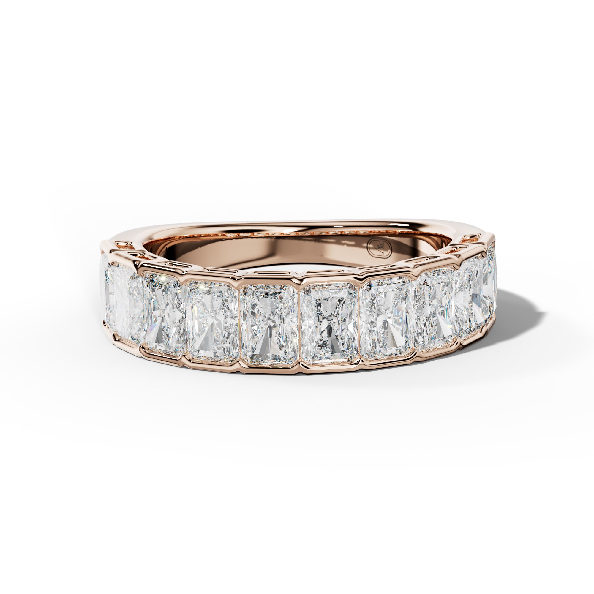 2.0 Carat Radiant Diamond Half Bezel Set Half Anniversary Band
