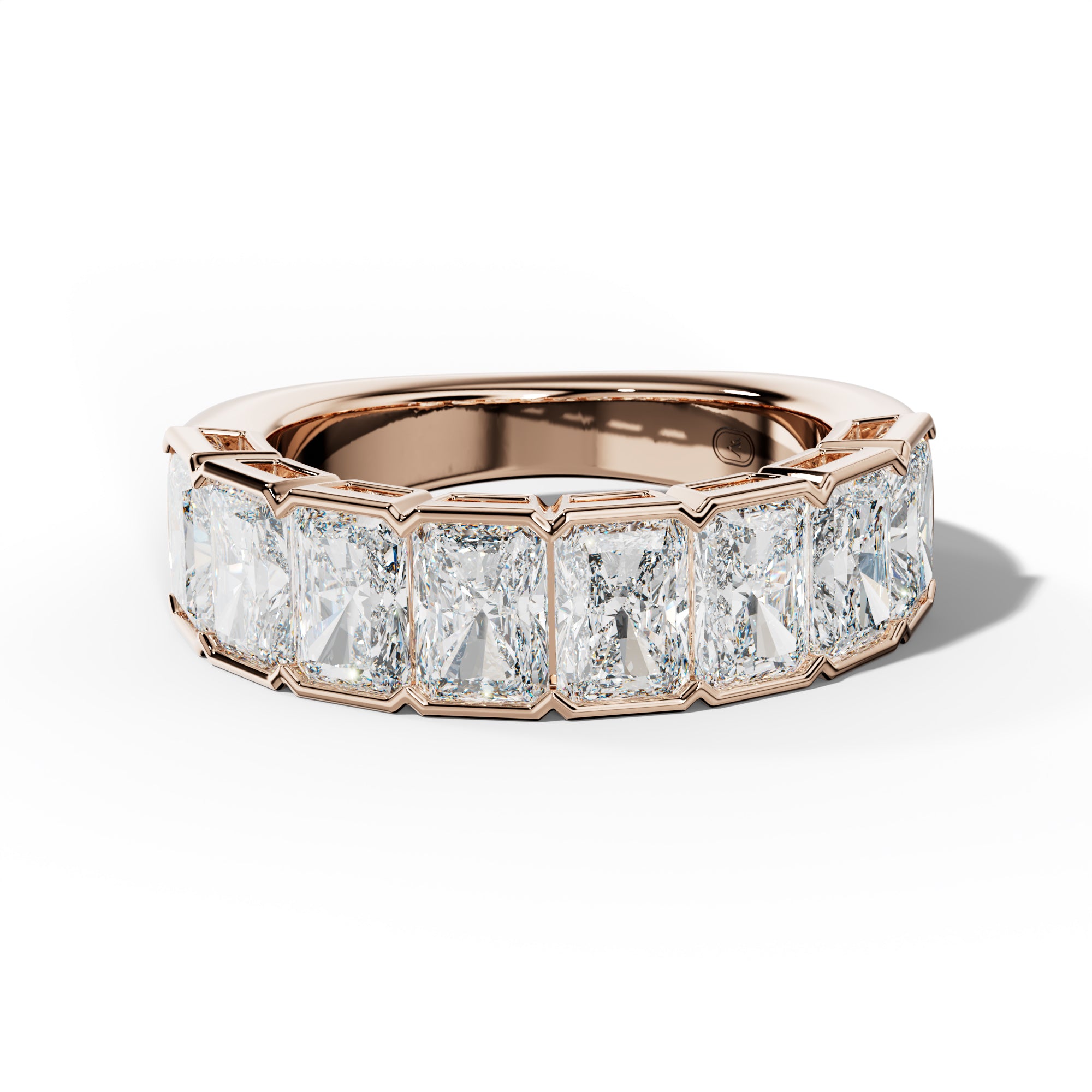 5.0 Carat Radiant Diamond Half Bezel Set Half Anniversary Band
