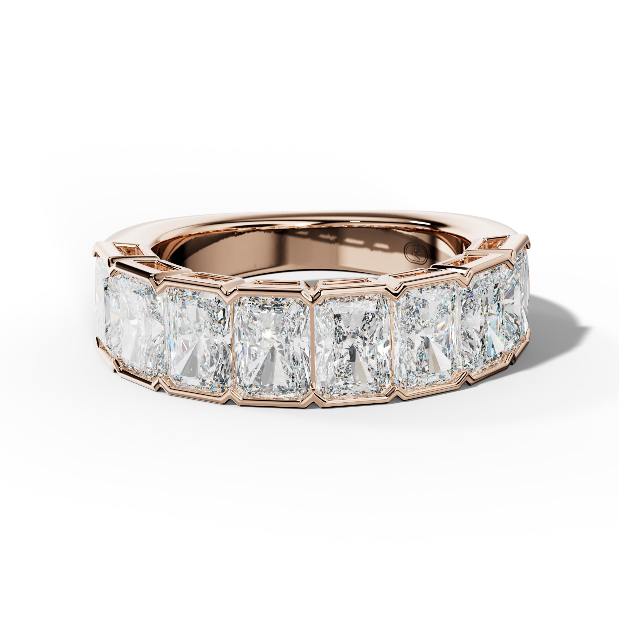 4.0 Carat Radiant Diamond Half Bezel Set Half Anniversary Band