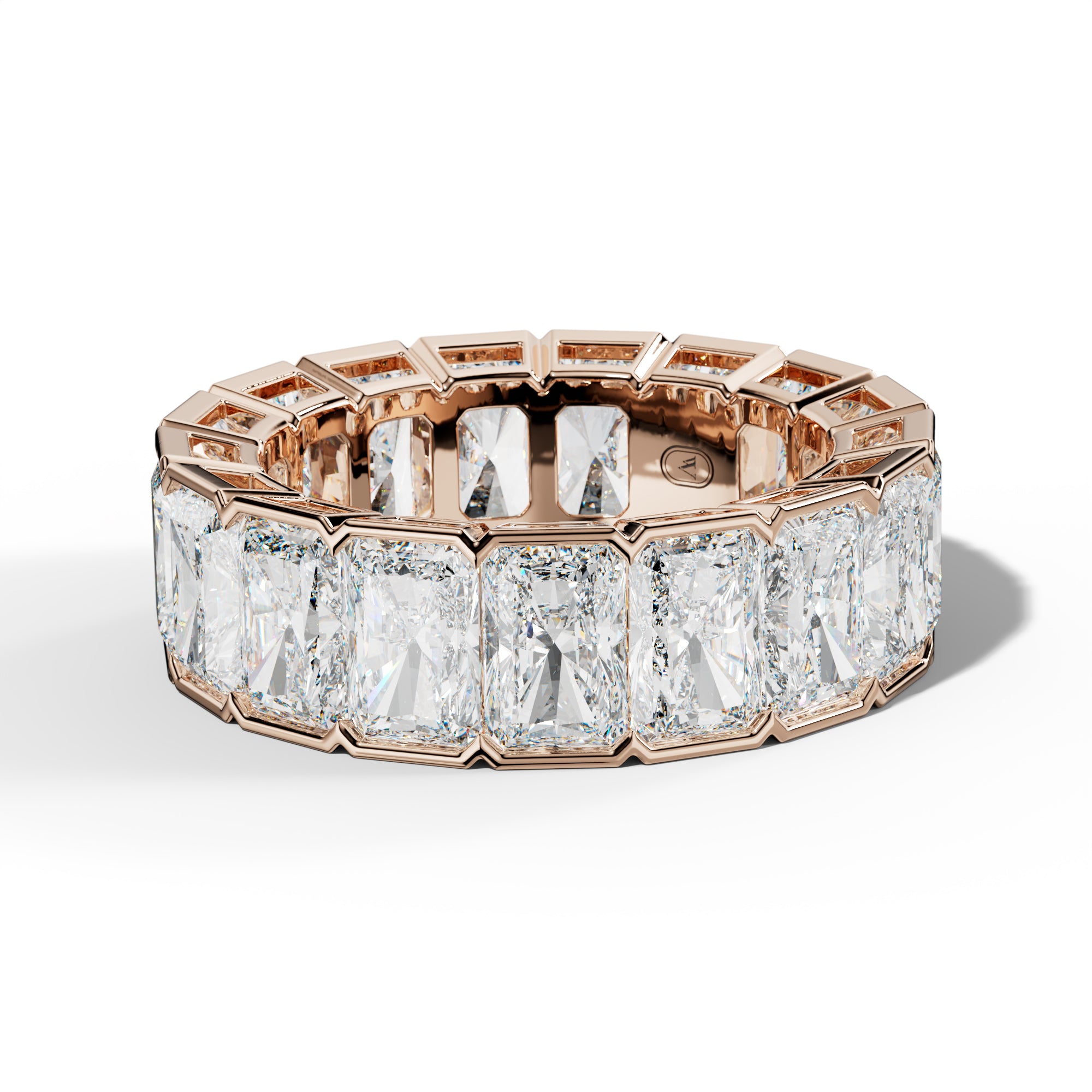 11.0 Carat Radiant Diamond Half Bezel Set Eternity Band