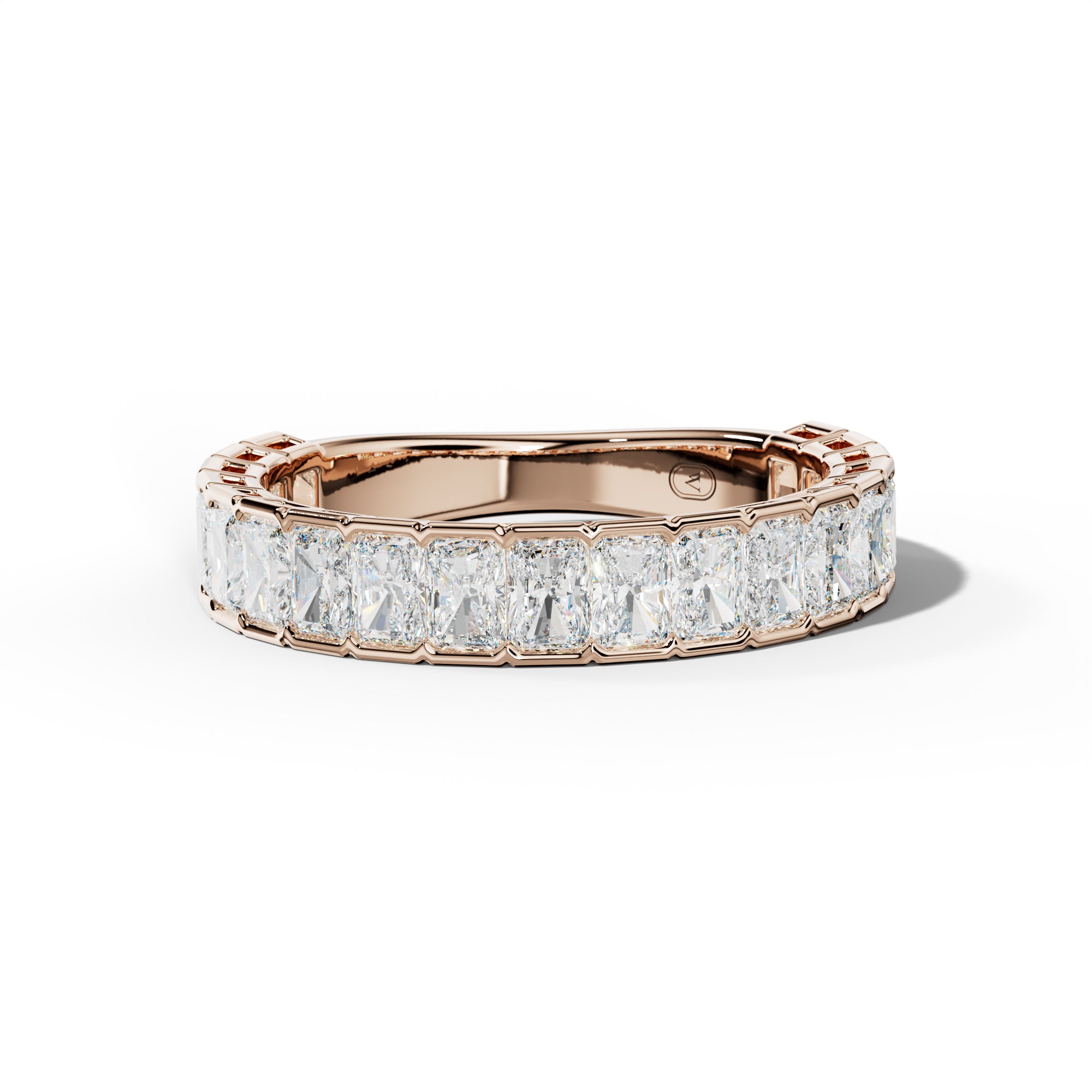 2.0 Carat Radiant Diamond Half Bezel Set 3/4 Anniversary Band