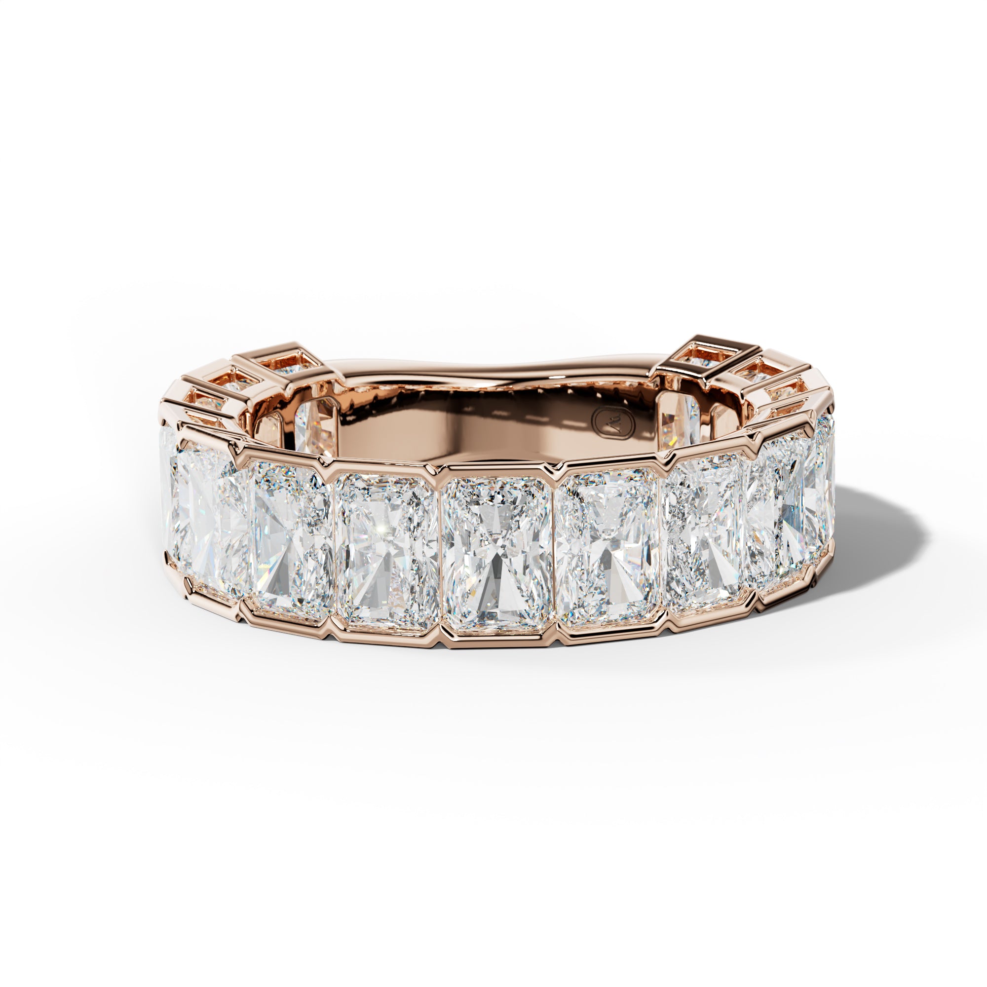 5.0 Carat Radiant Diamond Half Bezel Set 3/4 Anniversary Band