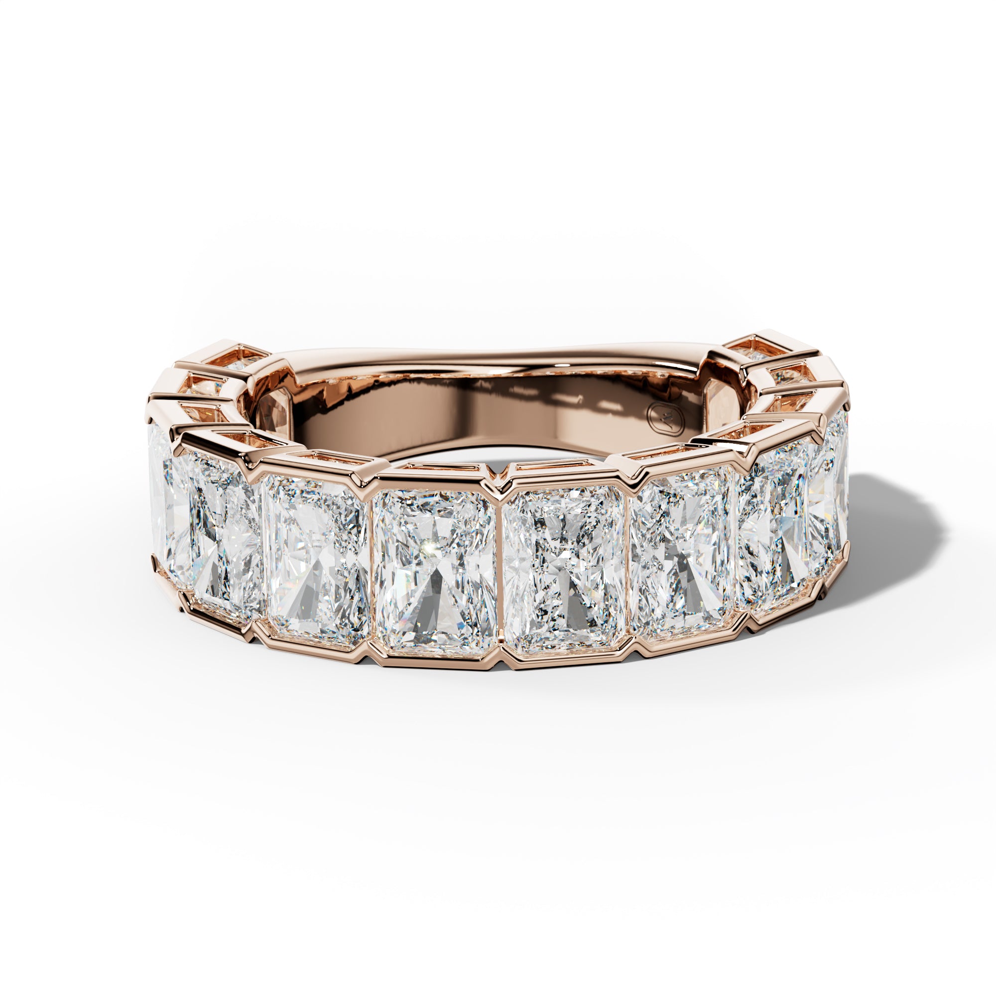 6.0 Carat Radiant Diamond Half Bezel Set 3/4 Anniversary Band