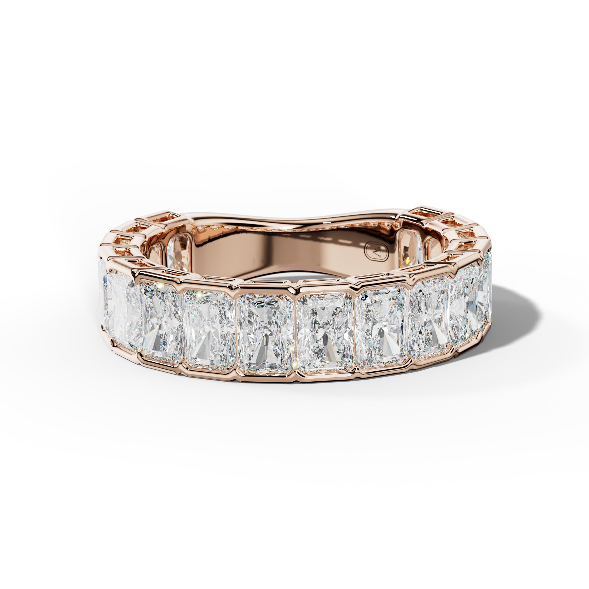 4.0 Carat Radiant Diamond Half Bezel Set 3/4 Anniversary Band