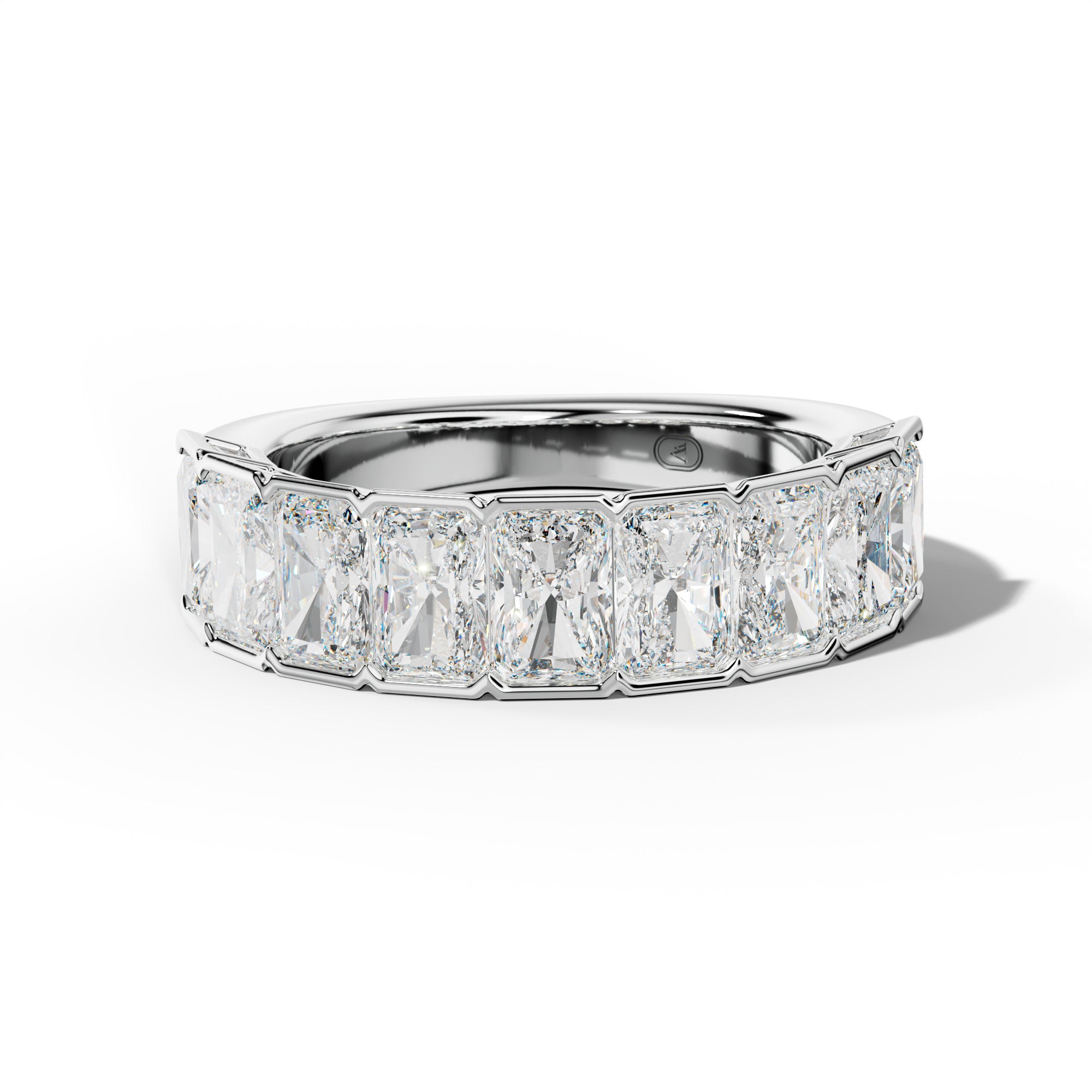 3.0 Carat Radiant Diamond Half Bezel Set Half Anniversary Band