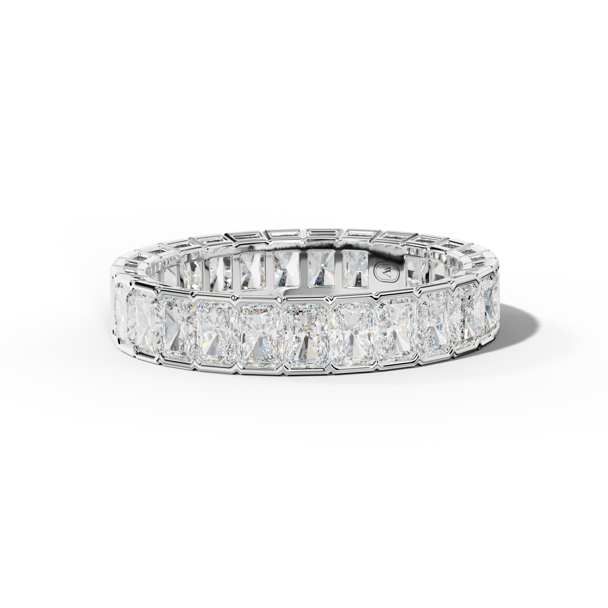 3.0 Carat Radiant Diamond Half Bezel Set Eternity Band