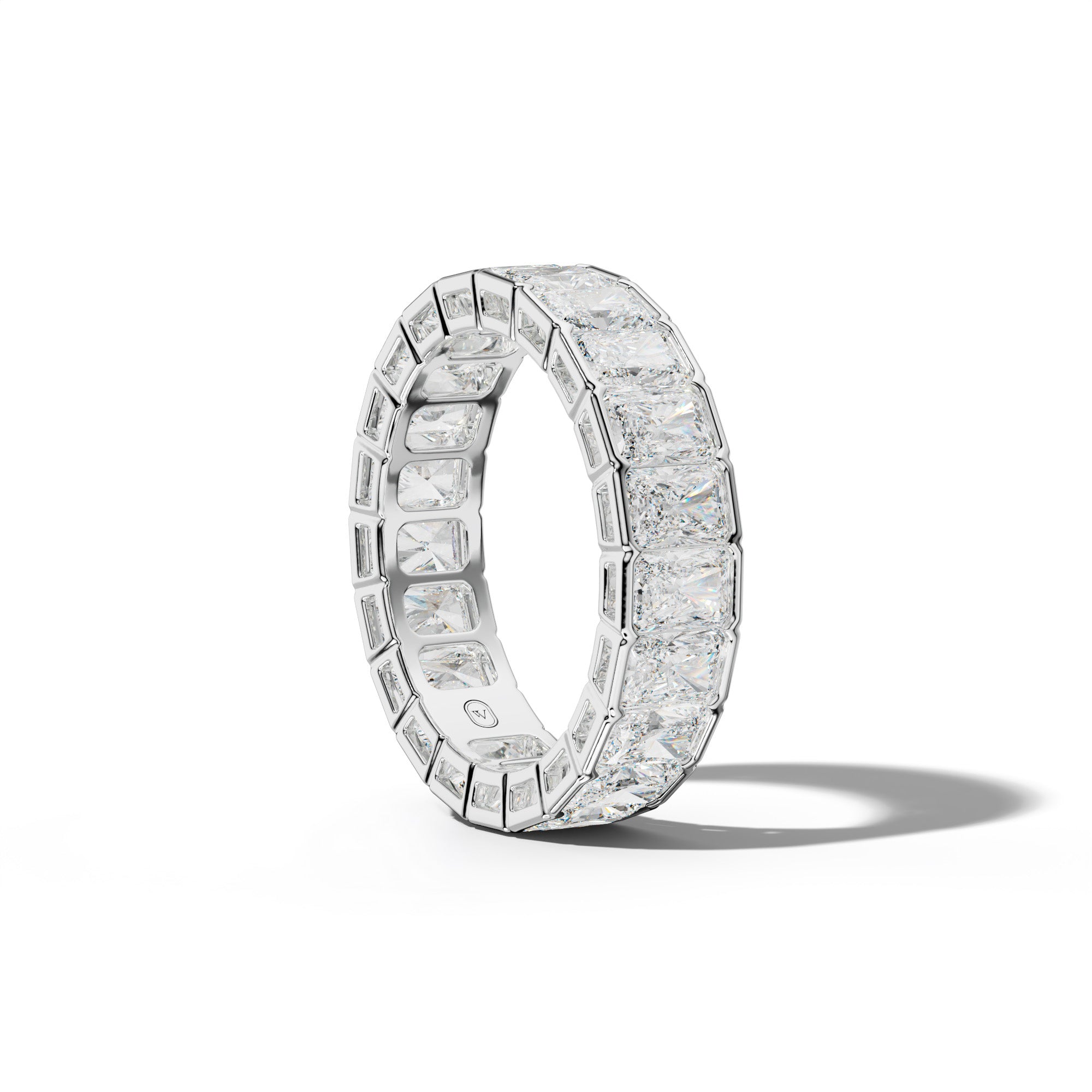5.0 Carat Radiant Diamond Half Bezel Set Eternity Band