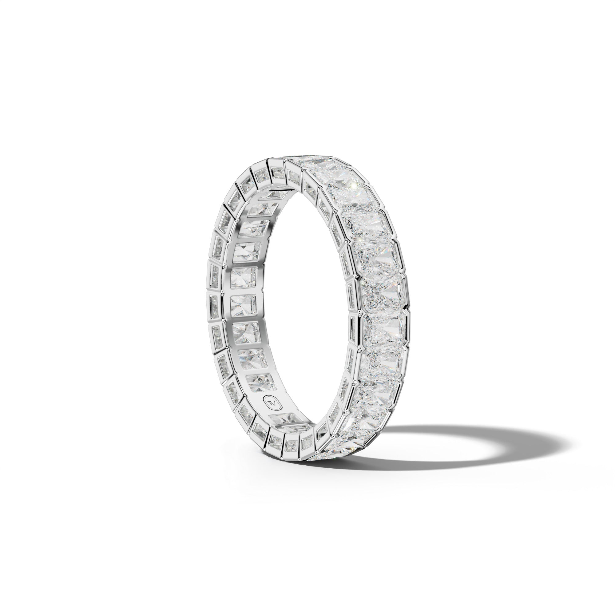 3.0 Carat Radiant Diamond Half Bezel Set Eternity Band