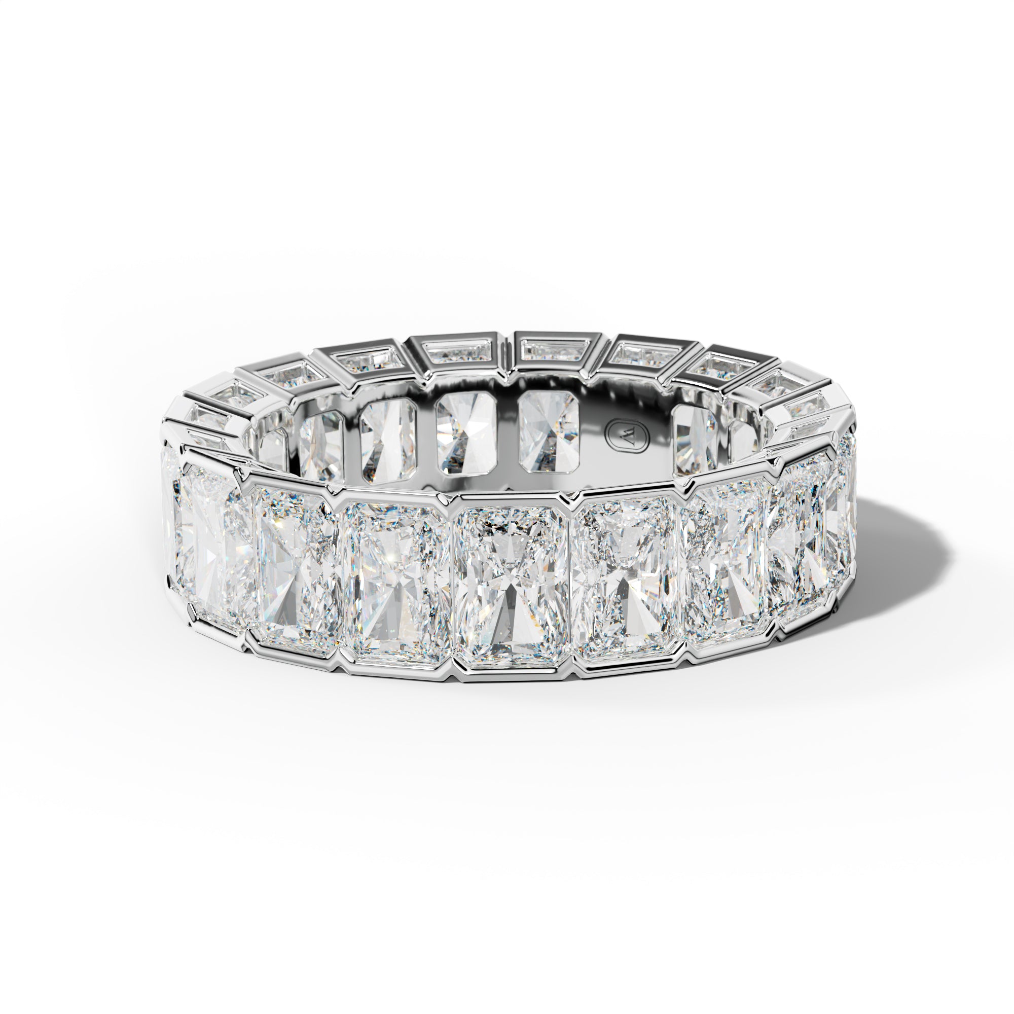 7.0 Carat Radiant Diamond Half Bezel Set Eternity Band
