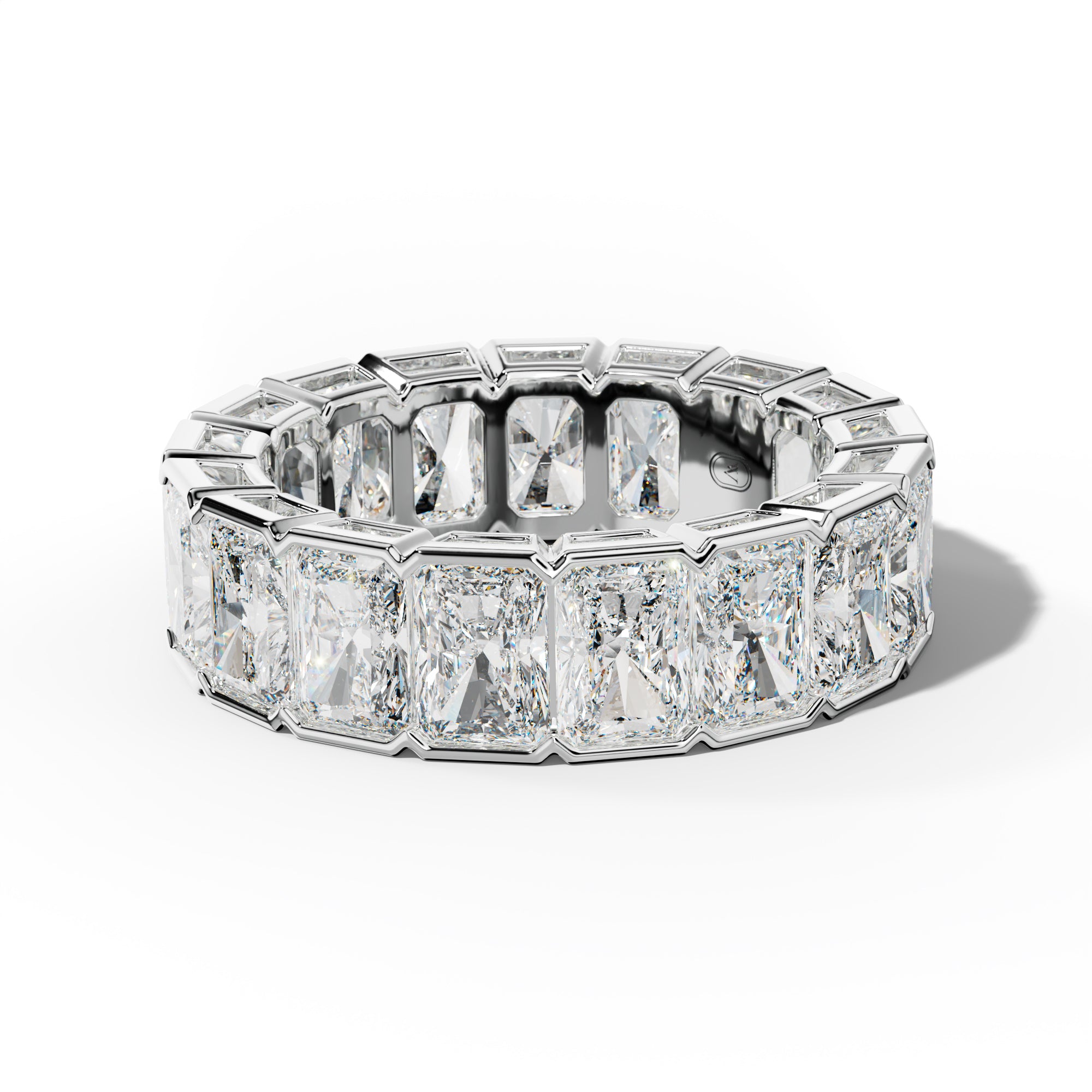 9.0 Carat Radiant Diamond Half Bezel Set Eternity Band