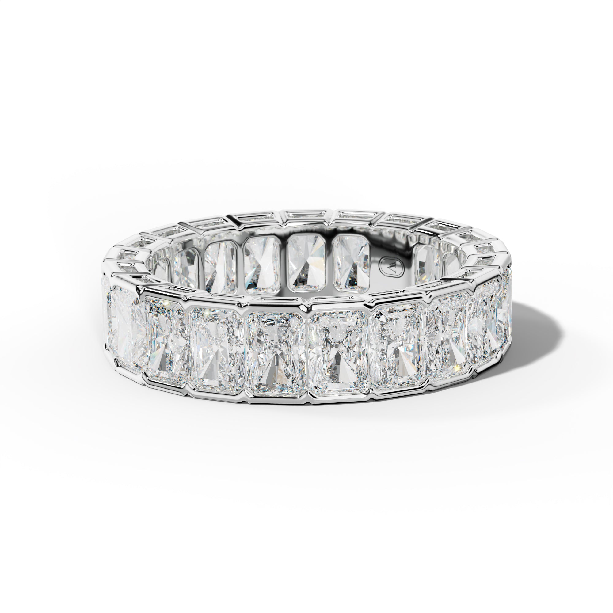 5.0 Carat Radiant Diamond Half Bezel Set Eternity Band