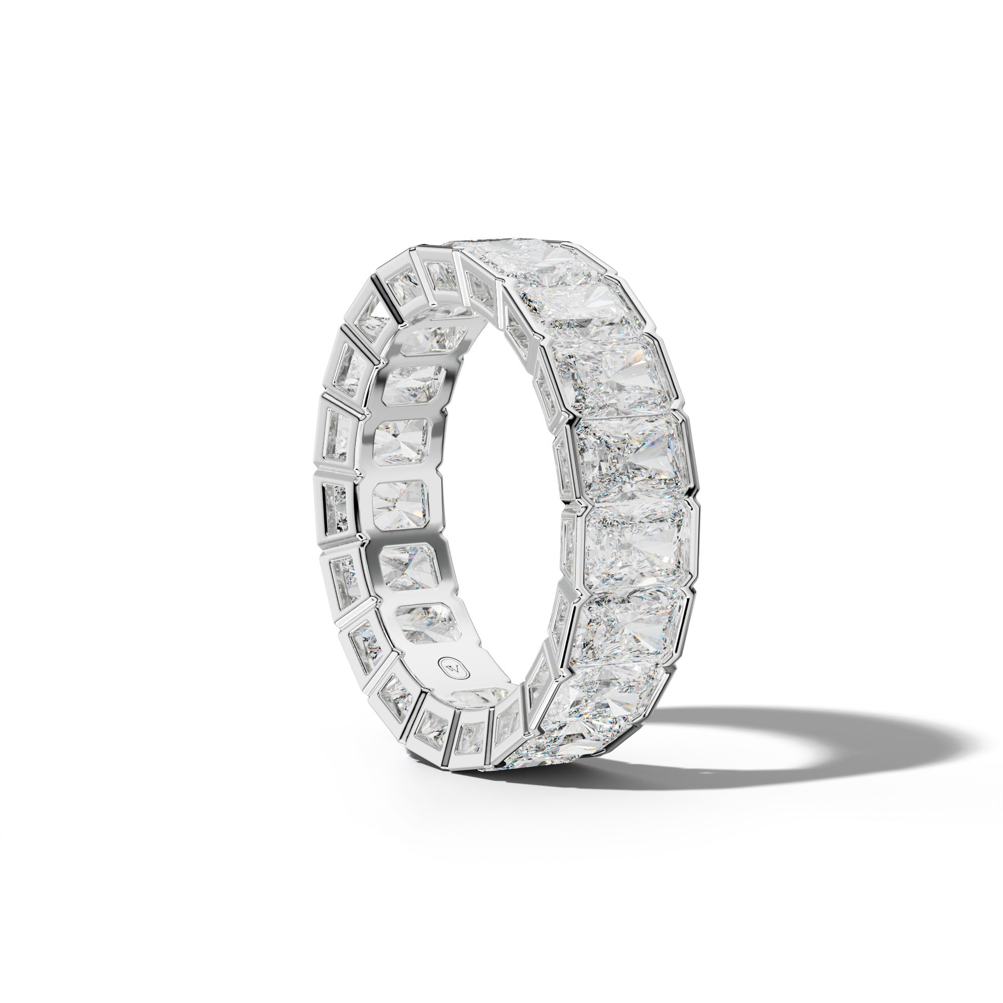 7.0 Carat Radiant Diamond Half Bezel Set Eternity Band