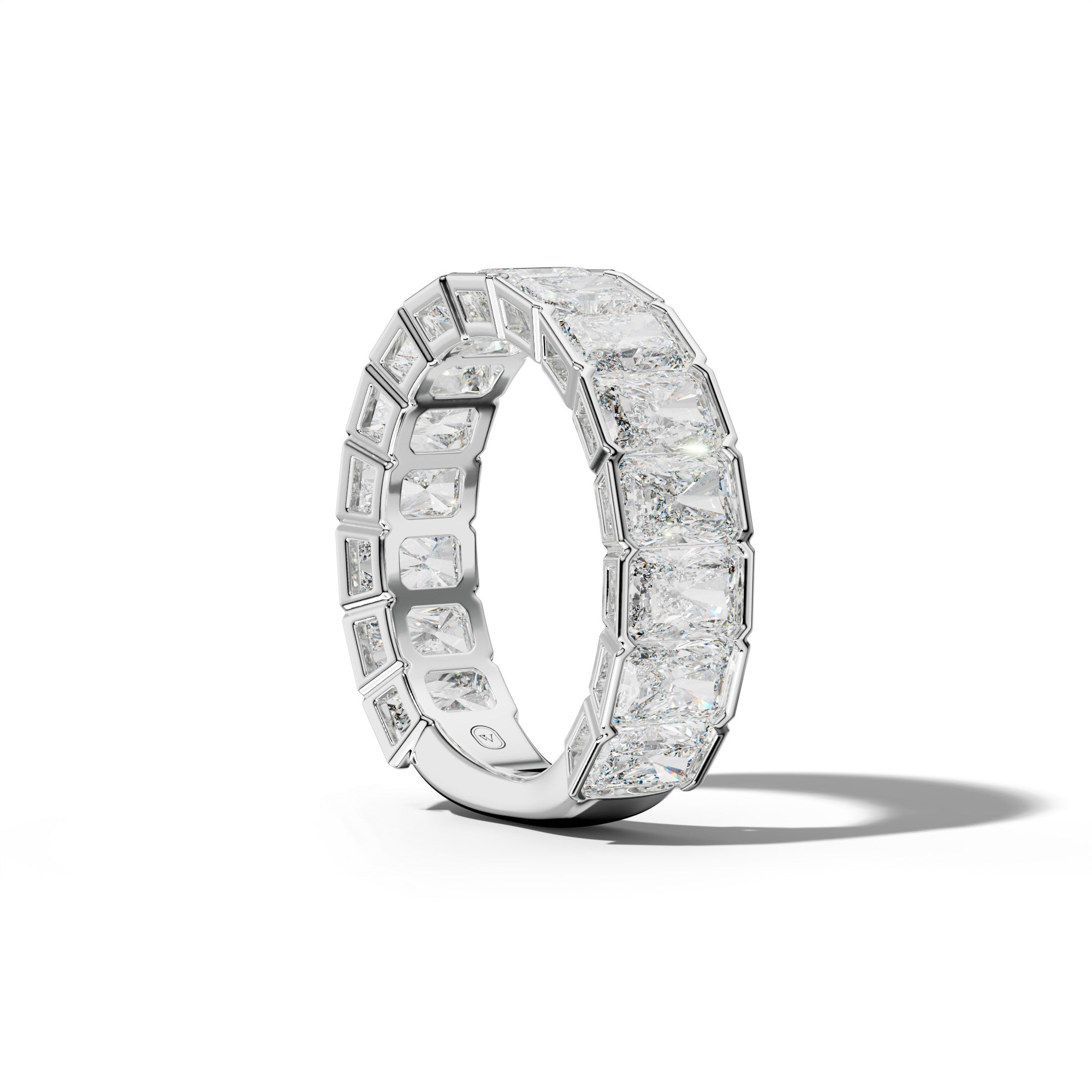 5.0 Carat Radiant Diamond Half Bezel Set 3/4 Anniversary Band