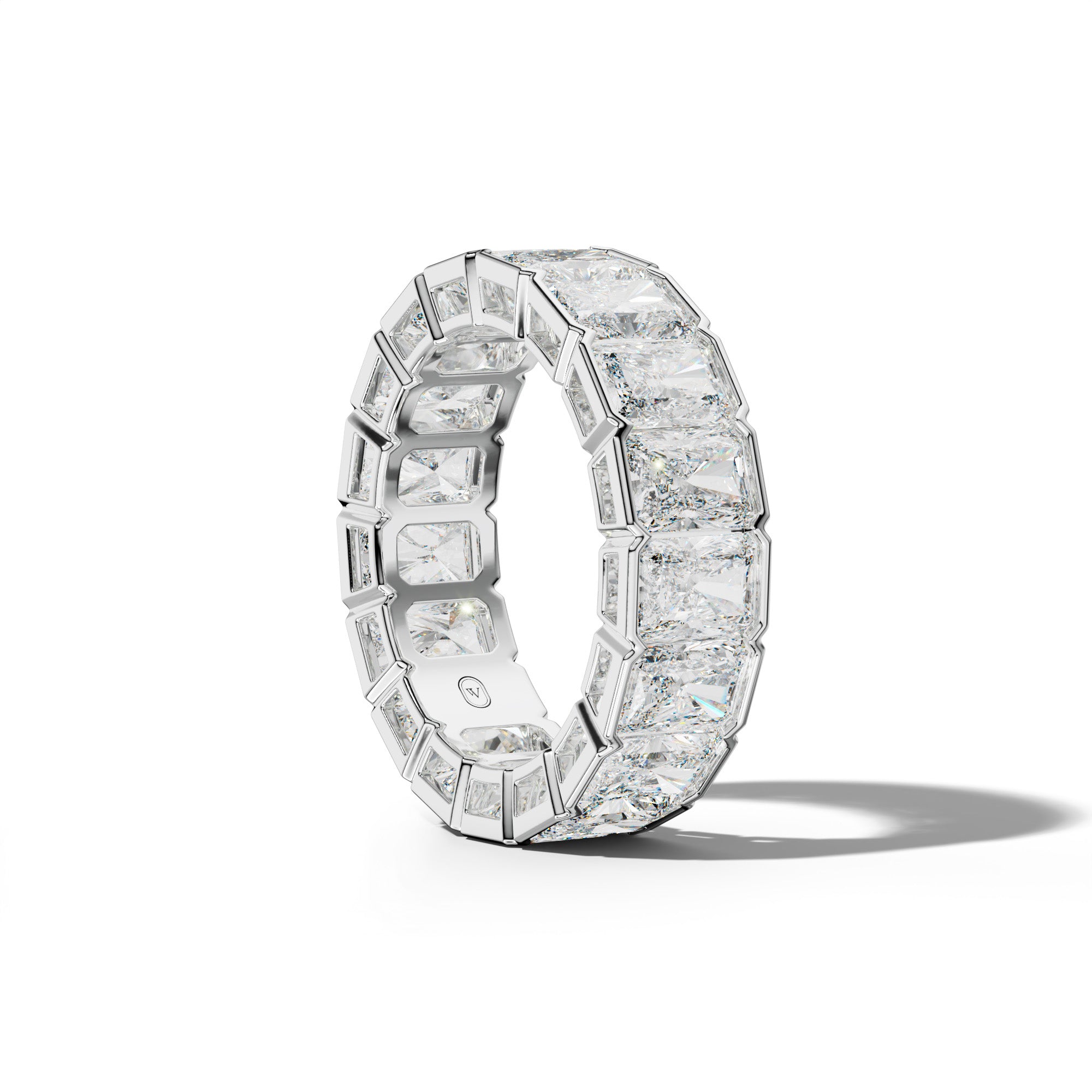 9.0 Carat Radiant Diamond Half Bezel Set Eternity Band