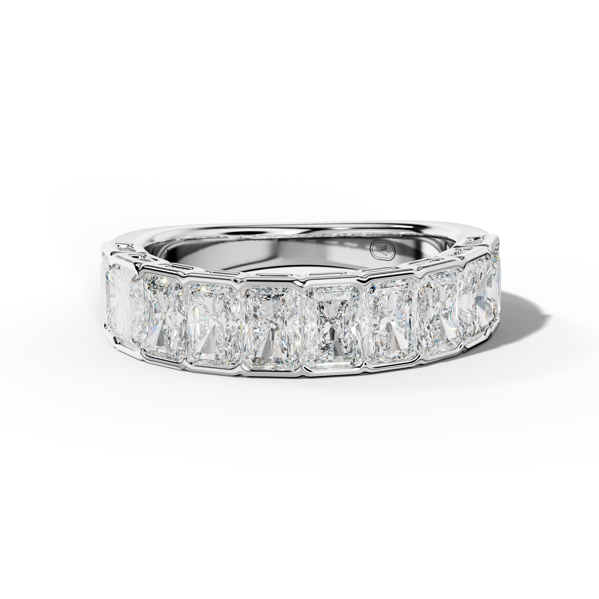 2.0 Carat Radiant Diamond Half Bezel Set Half Anniversary Band