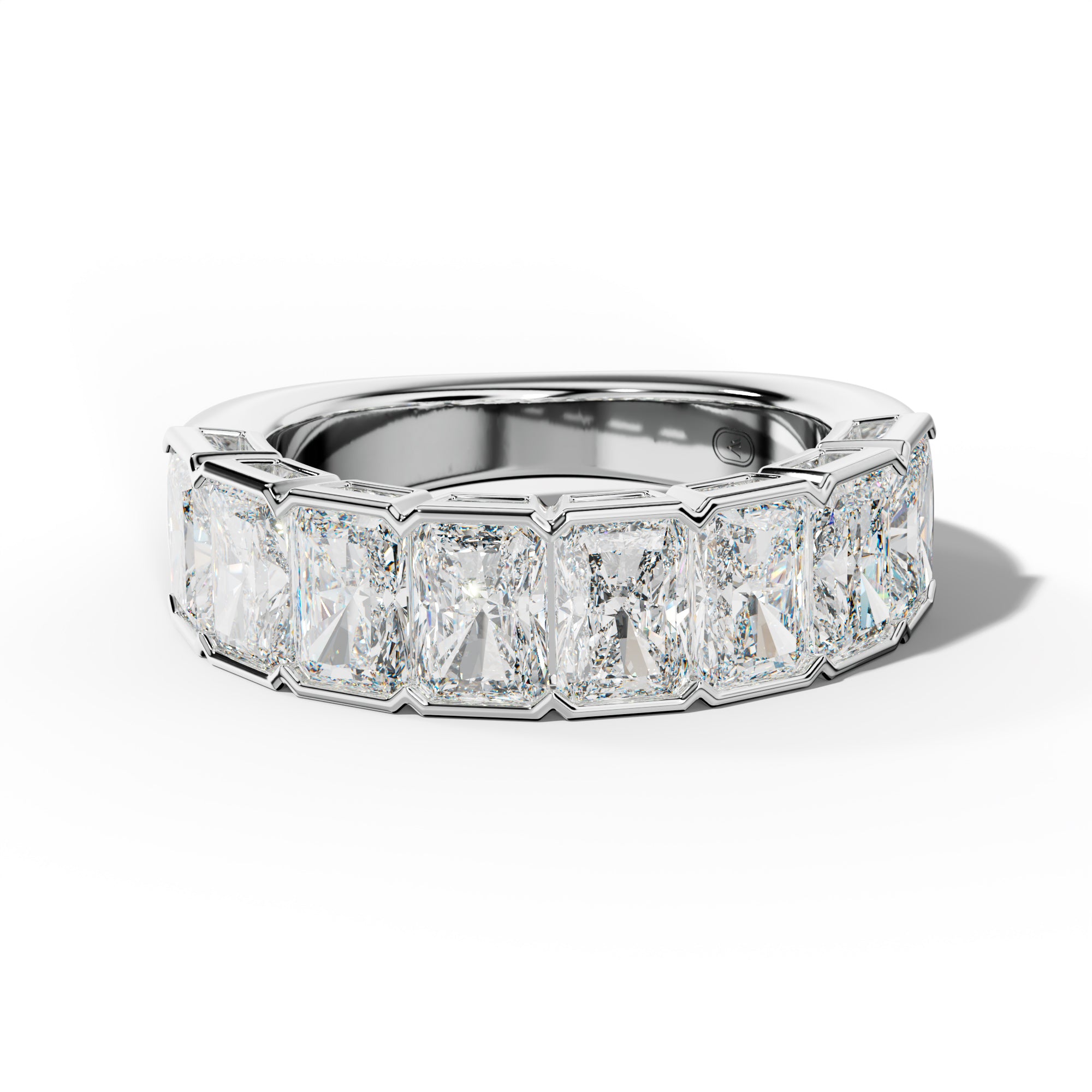 4.0 Carat Radiant Diamond Half Bezel Set Half Anniversary Band