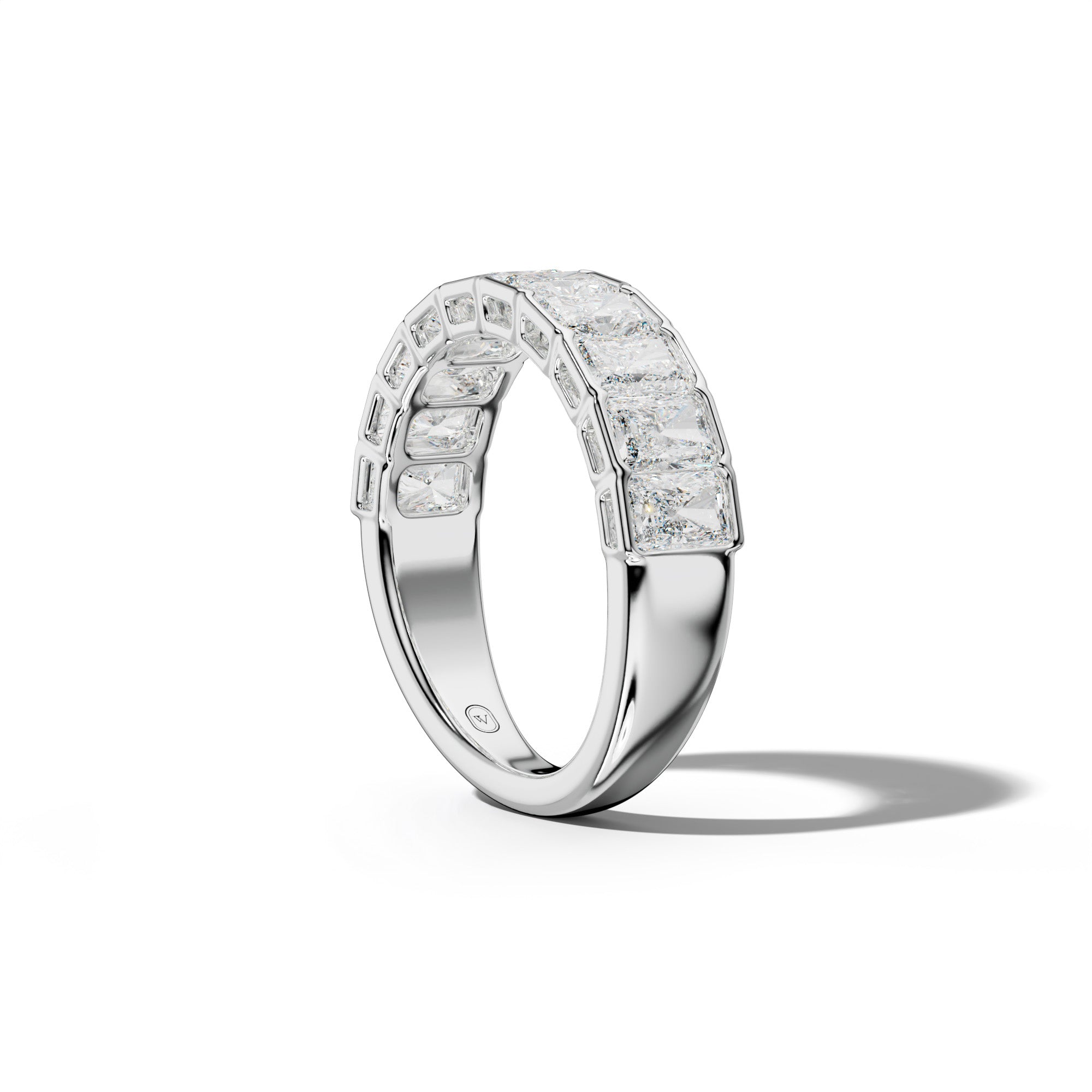 2.0 Carat Radiant Diamond Half Bezel Set Half Anniversary Band