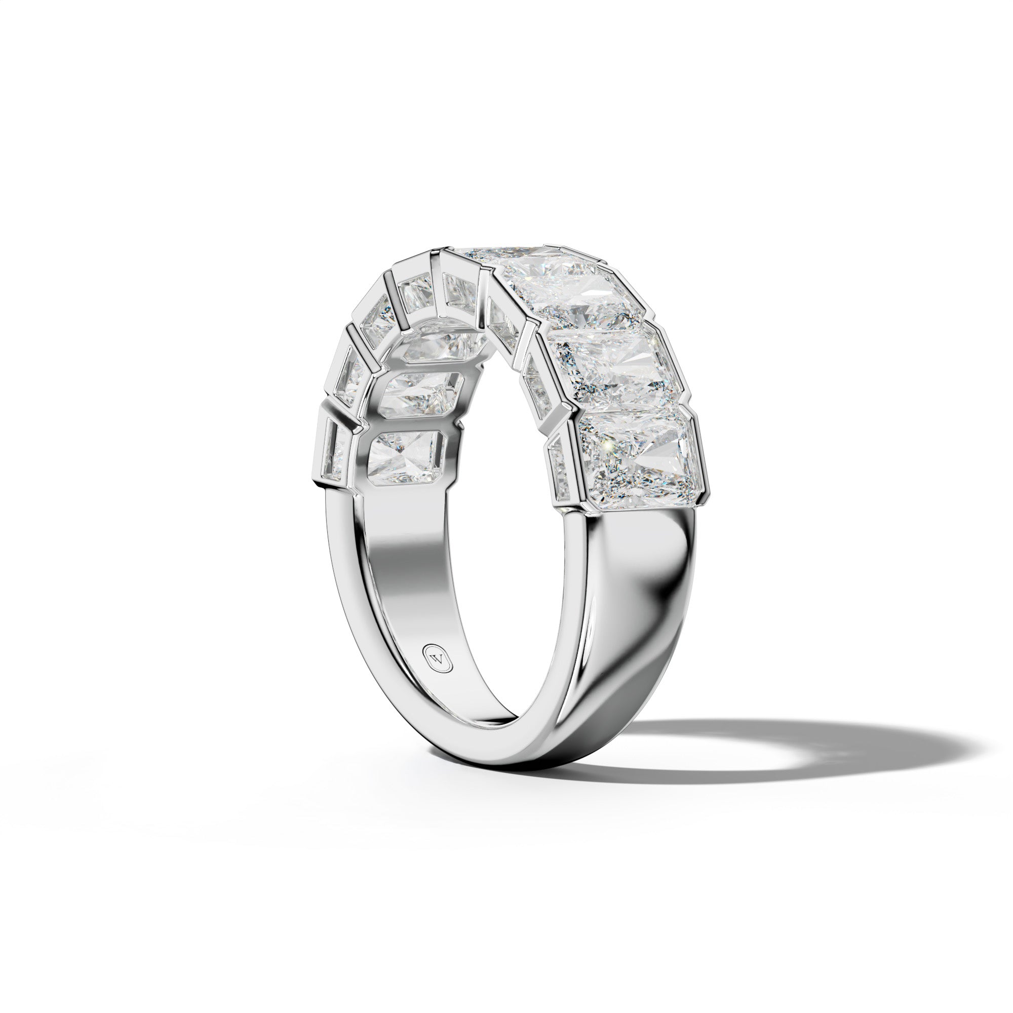 4.0 Carat Radiant Diamond Half Bezel Set Half Anniversary Band