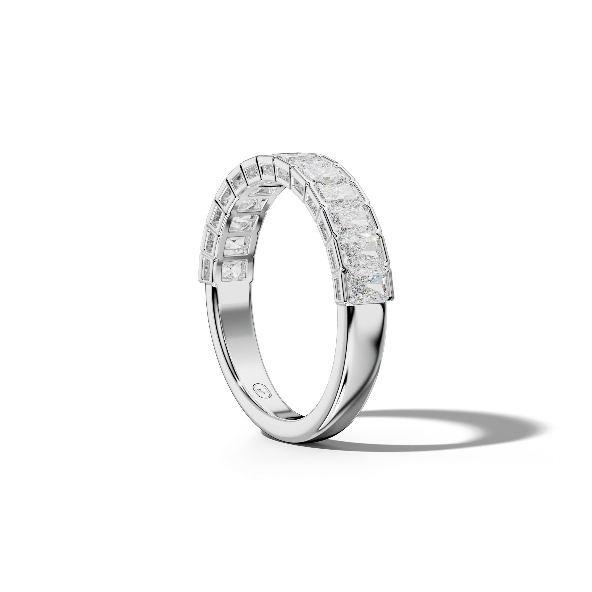 1.0 Carat Radiant Diamond Half Bezel Set Half Anniversary Band