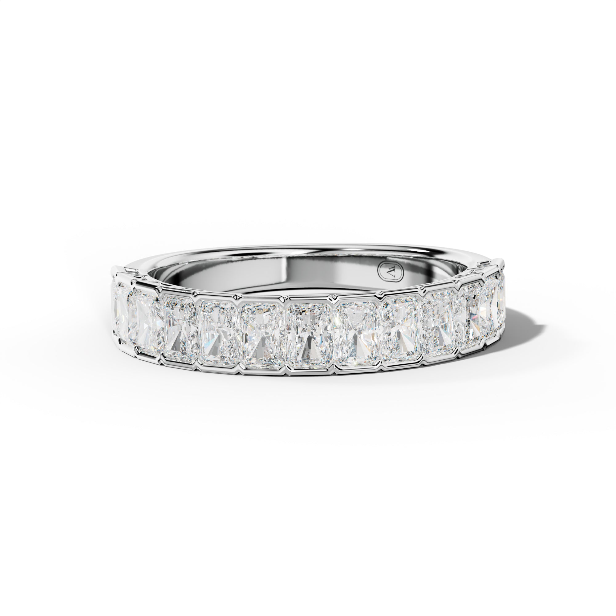 1.0 Carat Radiant Diamond Half Bezel Set Half Anniversary Band