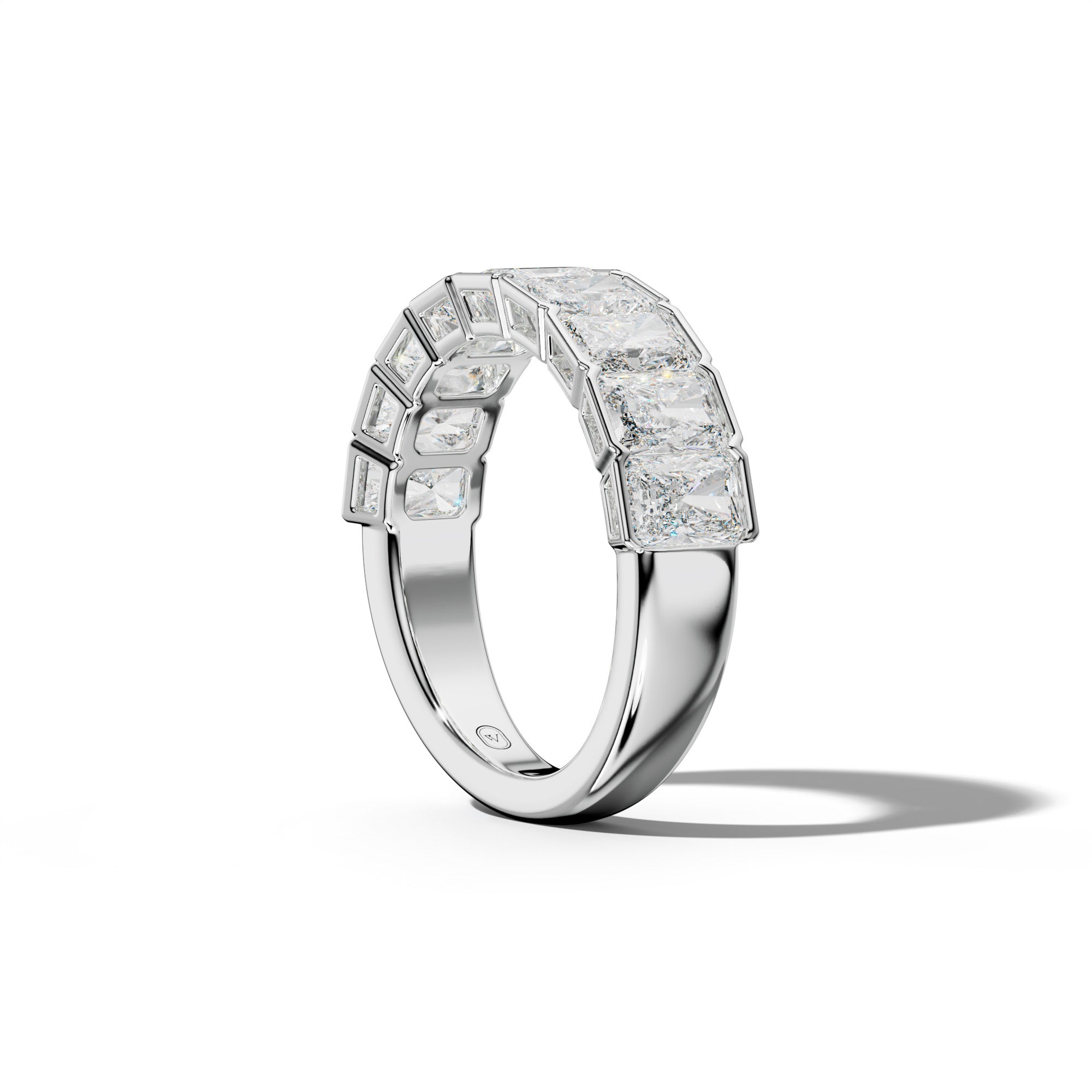3.0 Carat Radiant Diamond Half Bezel Set Half Anniversary Band