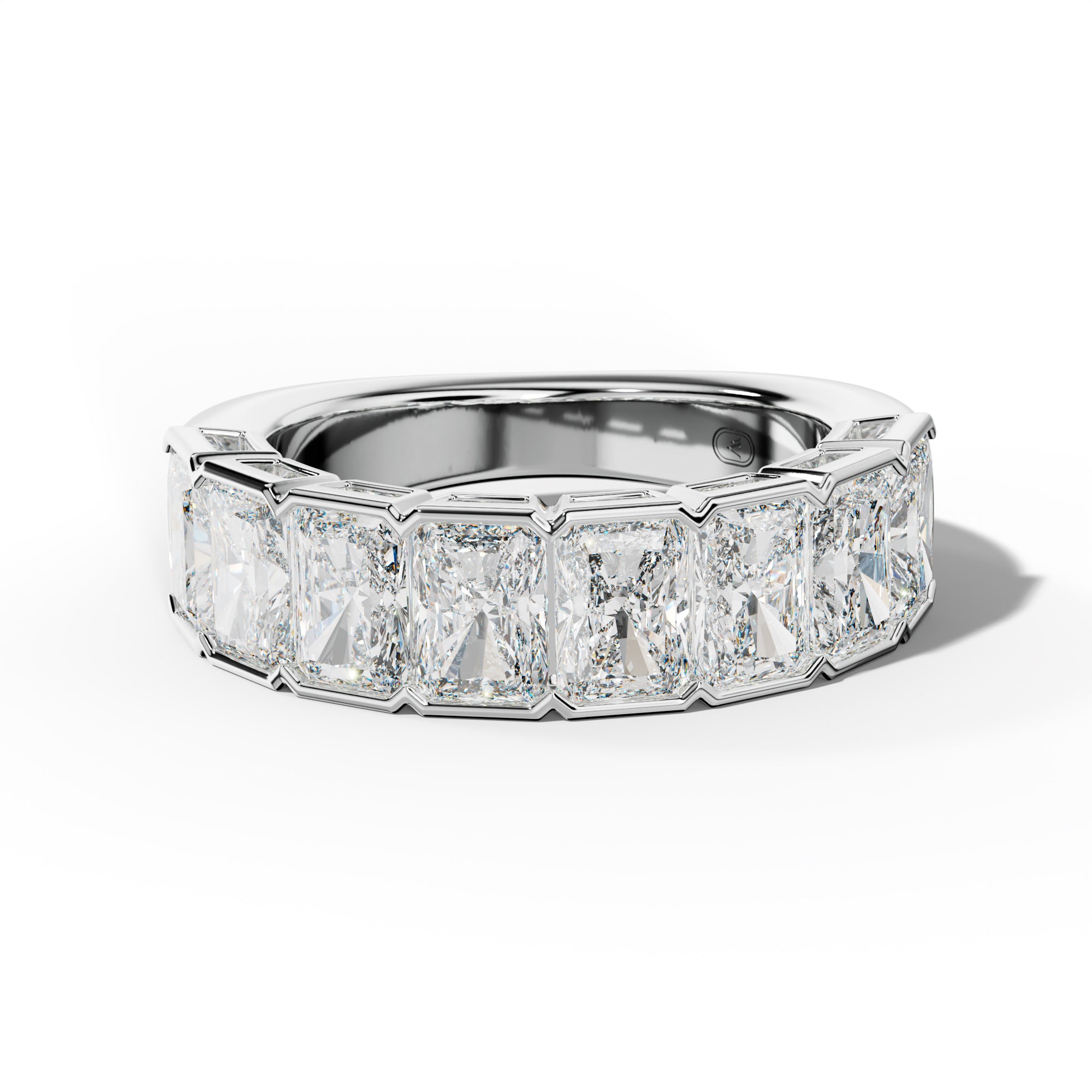 5.0 Carat Radiant Diamond Half Bezel Set Half Anniversary Band