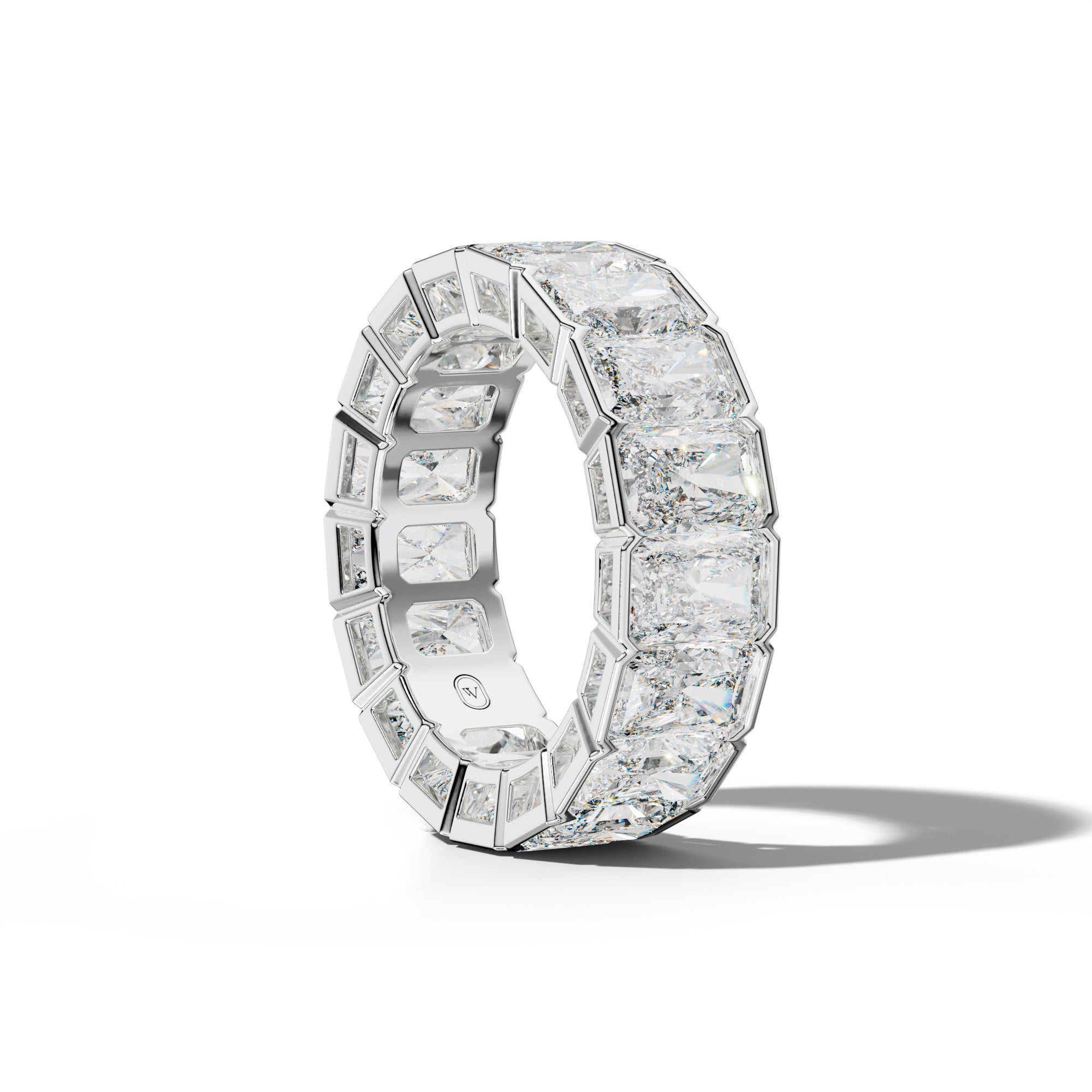 11.0 Carat Radiant Diamond Half Bezel Set Eternity Band