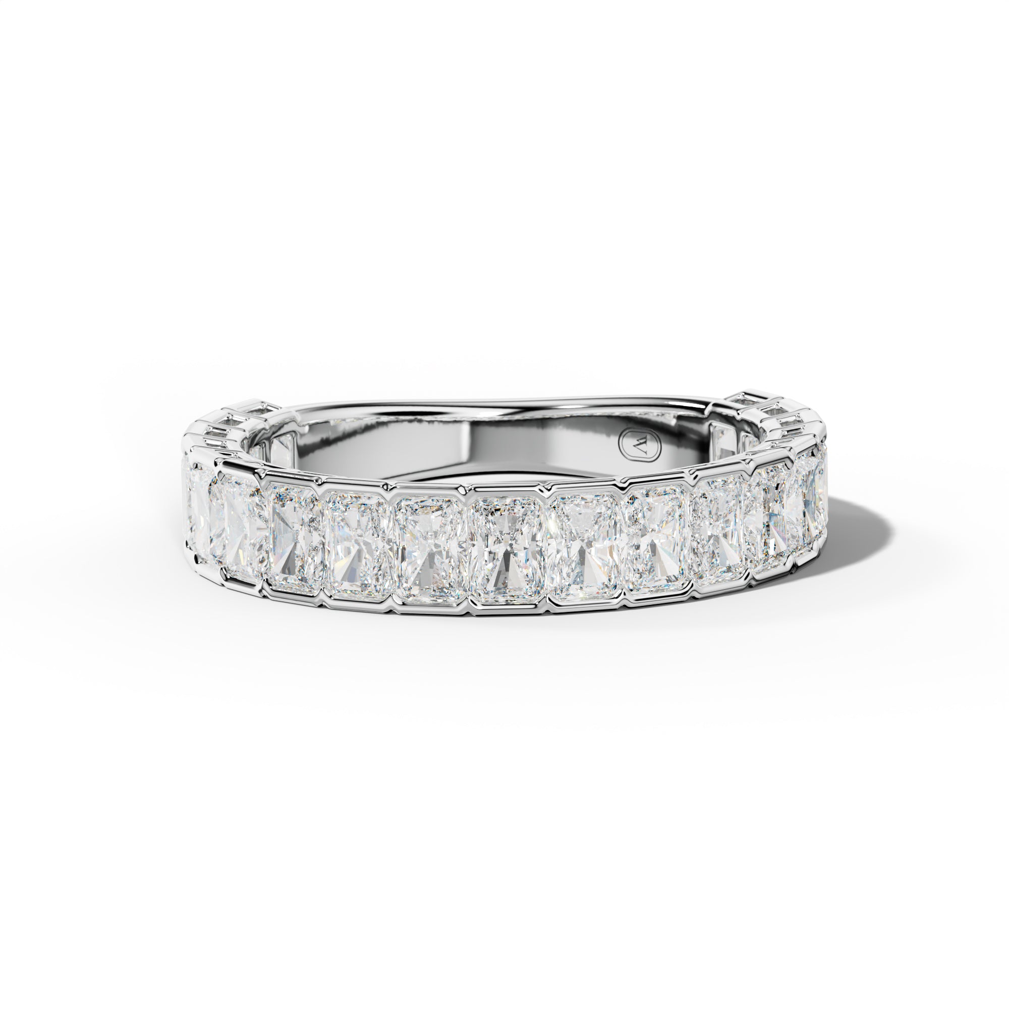 2.0 Carat Radiant Diamond Half Bezel Set 3/4 Anniversary Band