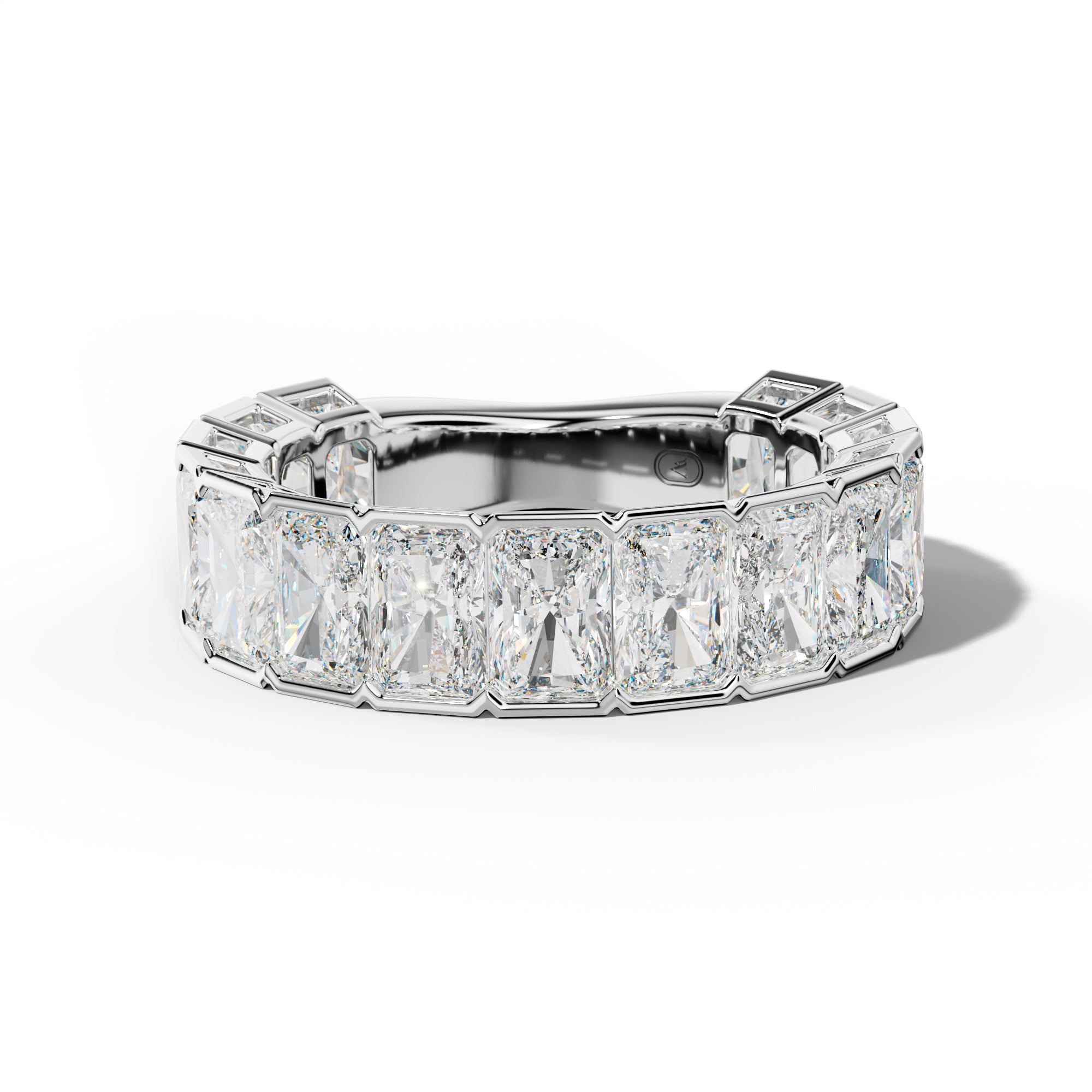 5.0 Carat Radiant Diamond Half Bezel Set 3/4 Anniversary Band
