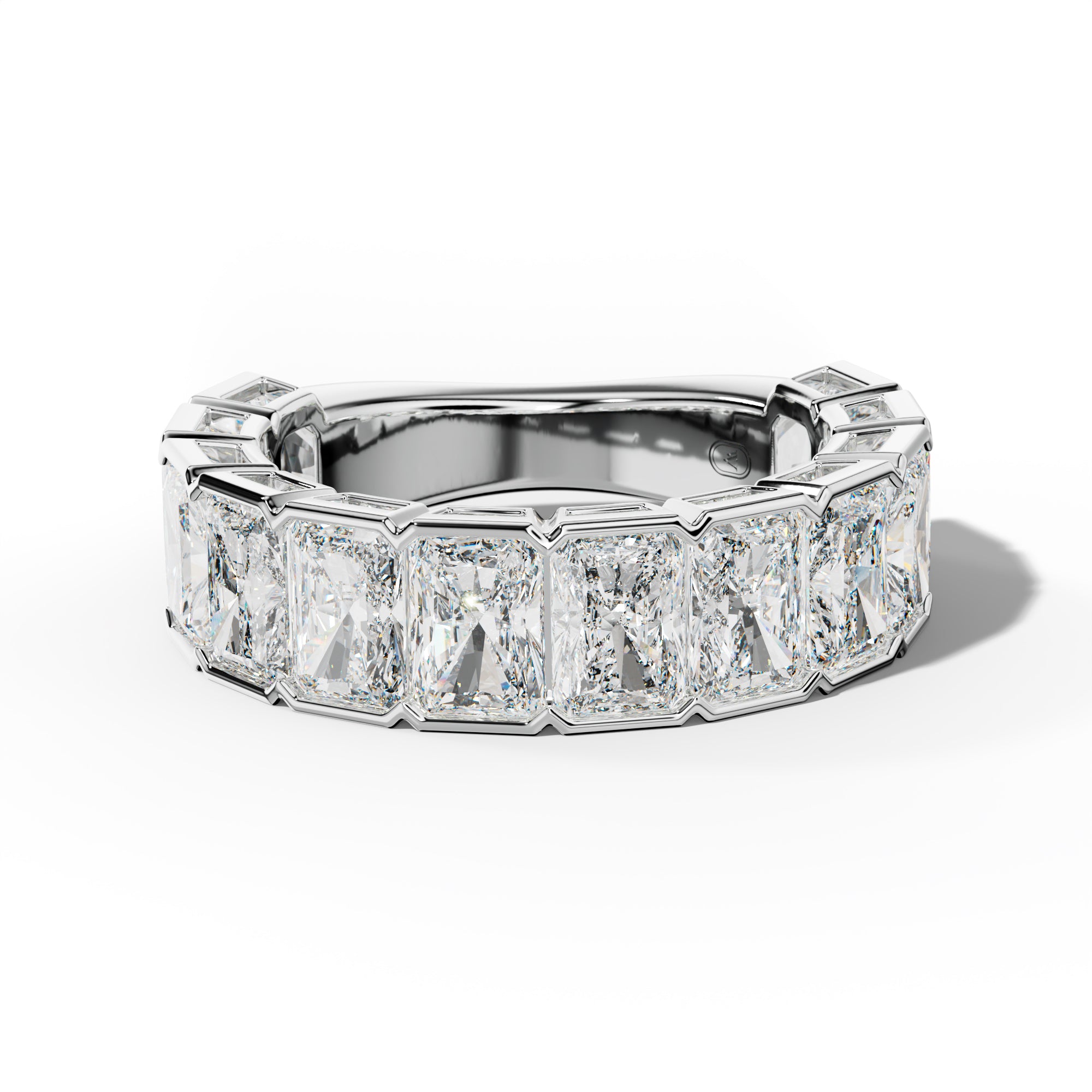 6.0 Carat Radiant Diamond Half Bezel Set 3/4 Anniversary Band
