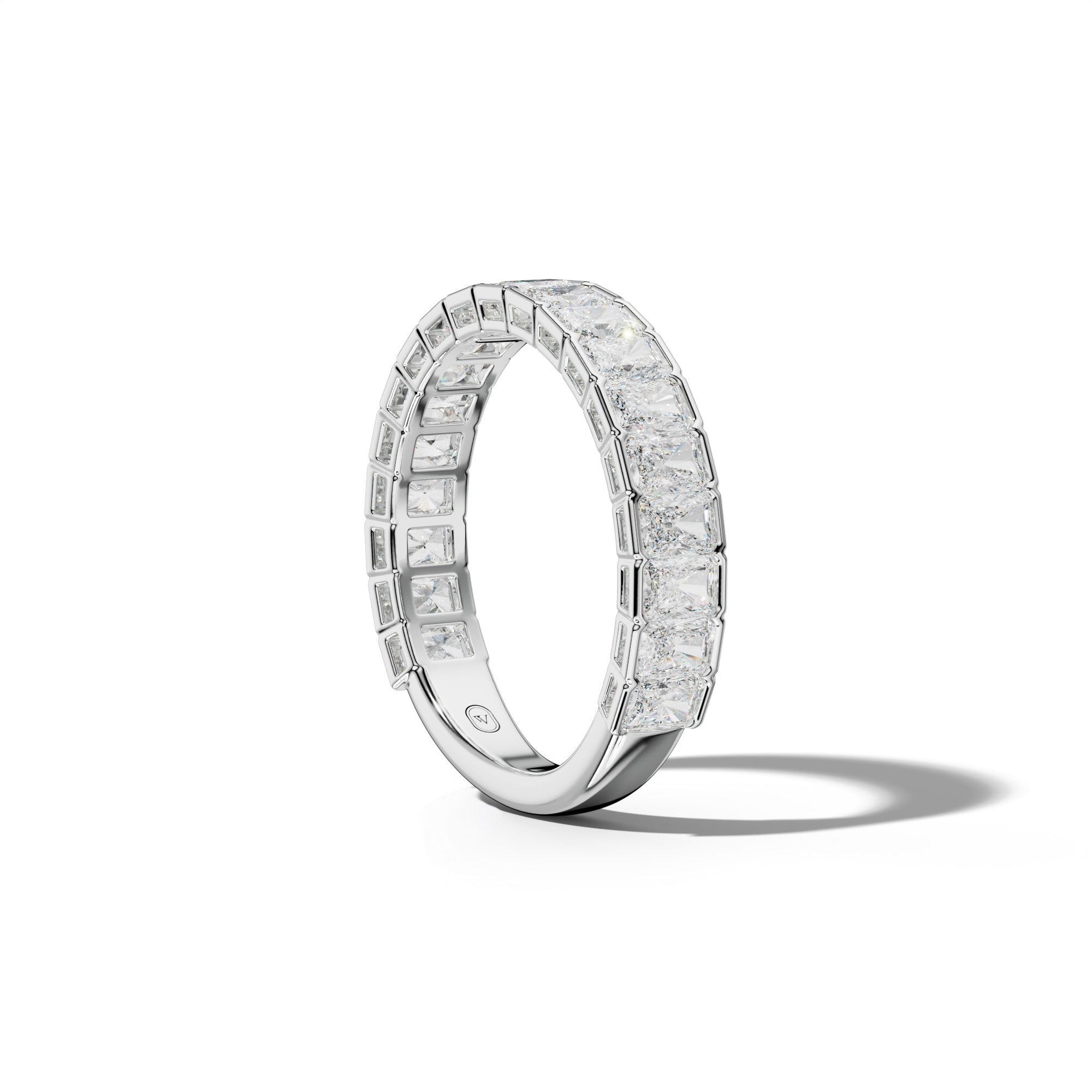 2.0 Carat Radiant Diamond Half Bezel Set 3/4 Anniversary Band
