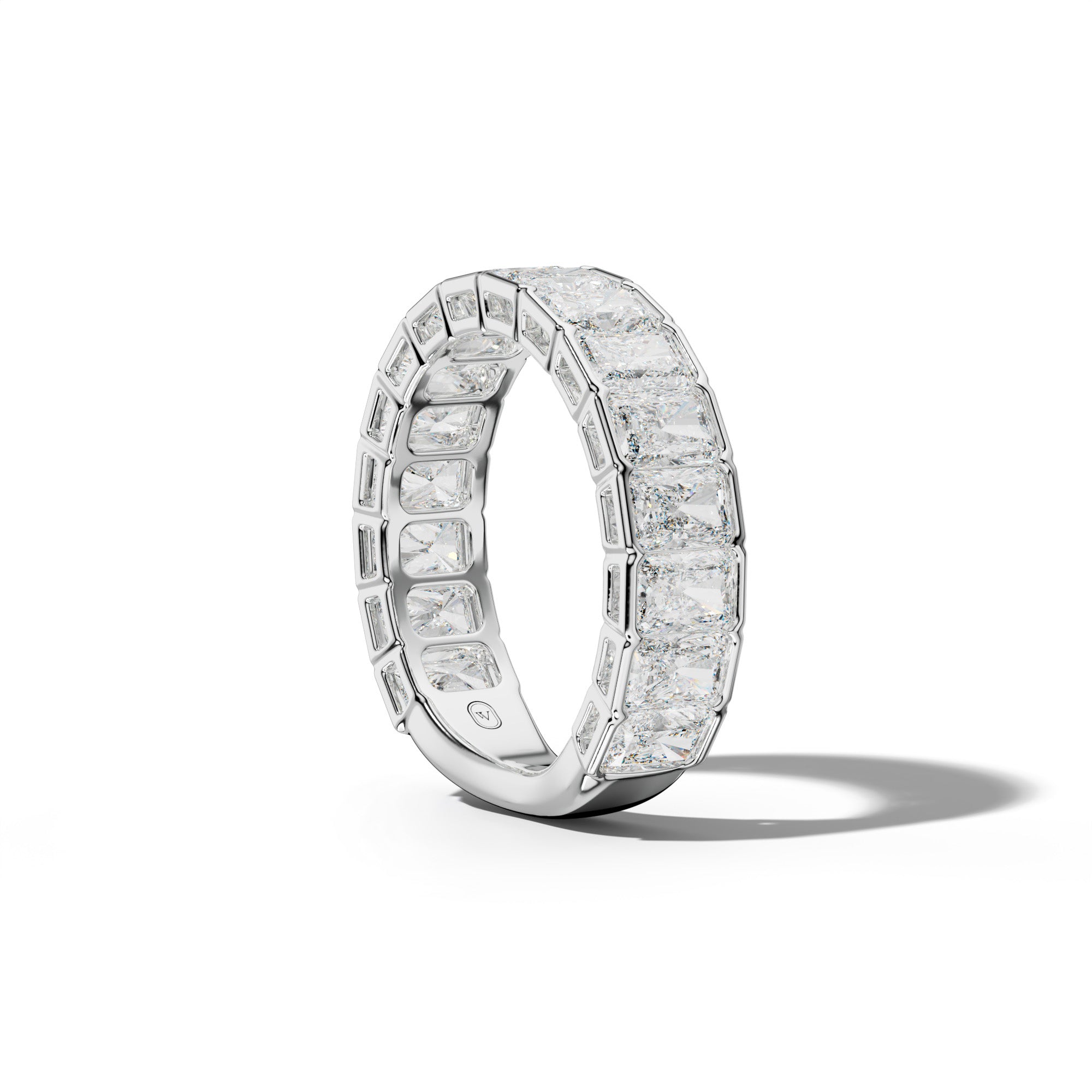 4.0 Carat Radiant Diamond Half Bezel Set 3/4 Anniversary Band