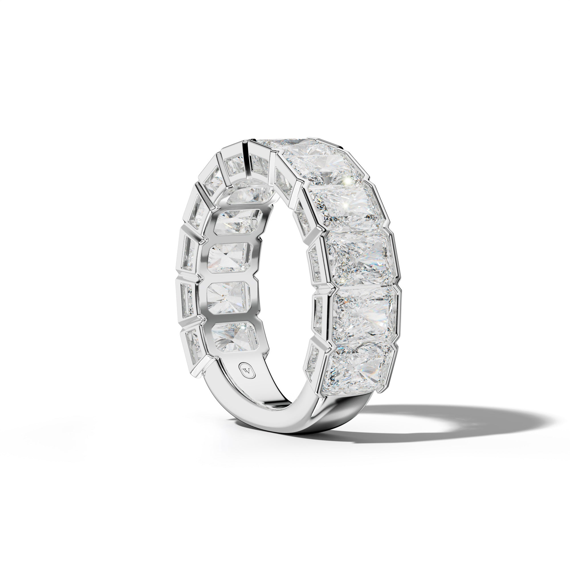 6.0 Carat Radiant Diamond Half Bezel Set 3/4 Anniversary Band